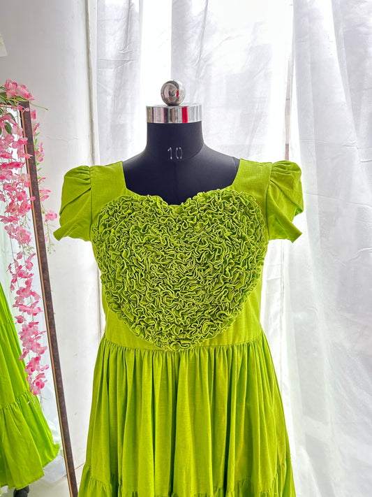 3 Tiered Green Heart Dress