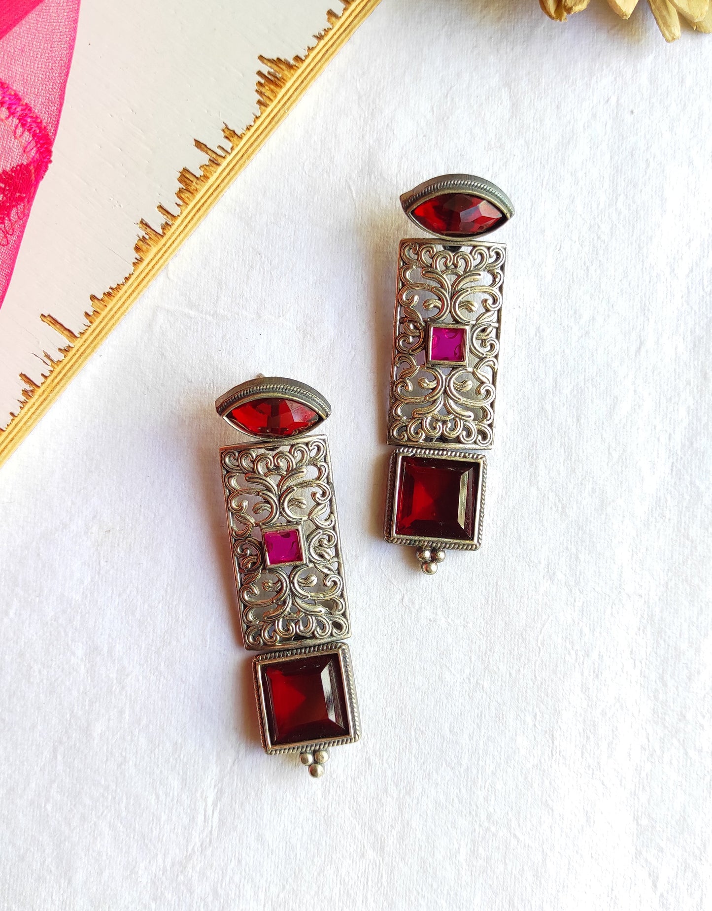 Meesha silver lookalike earrings DTE3
