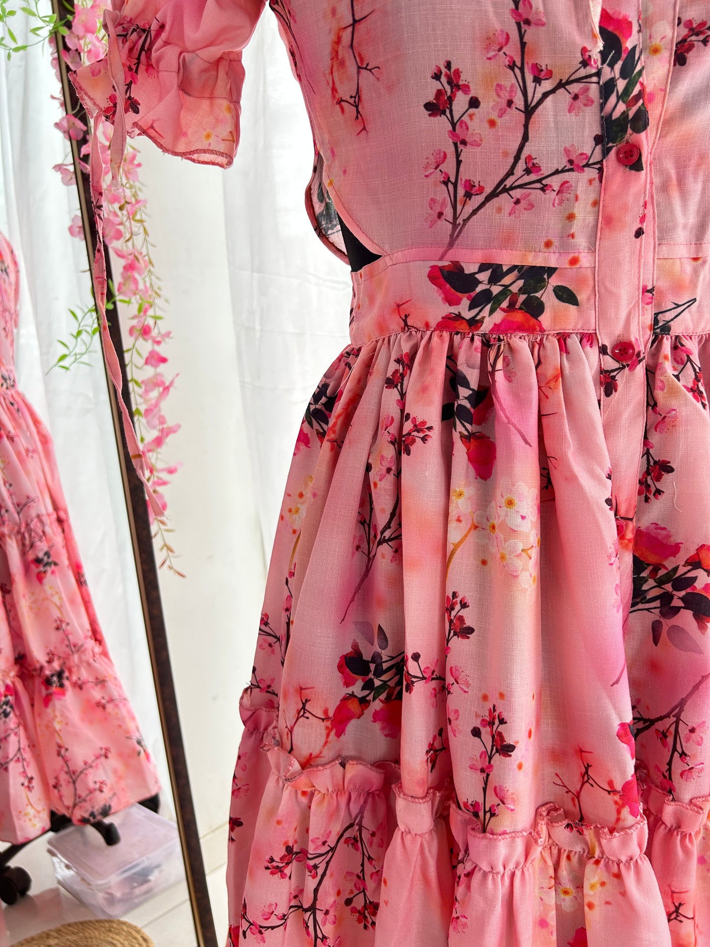 Pink cherry Blossom Shirt Dress
