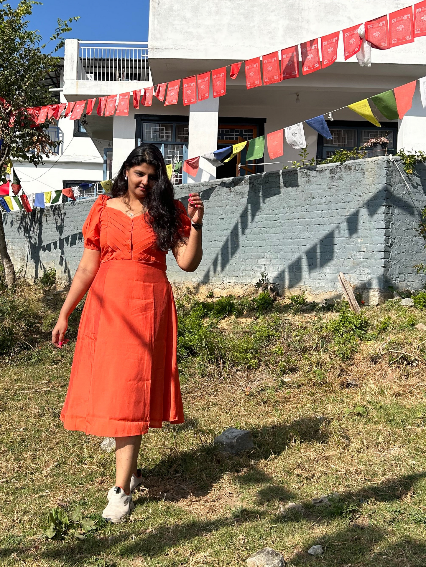 Orange Pleated Marigold Dress