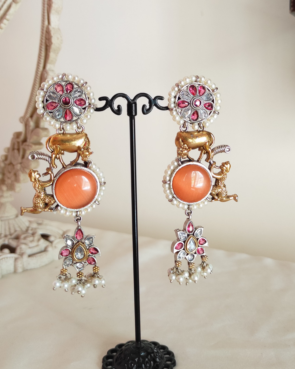 Narangi dualtone statement earrings