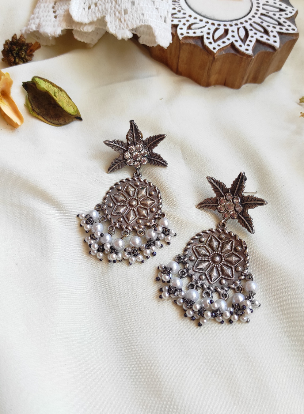 Sana silver lookalike earrings