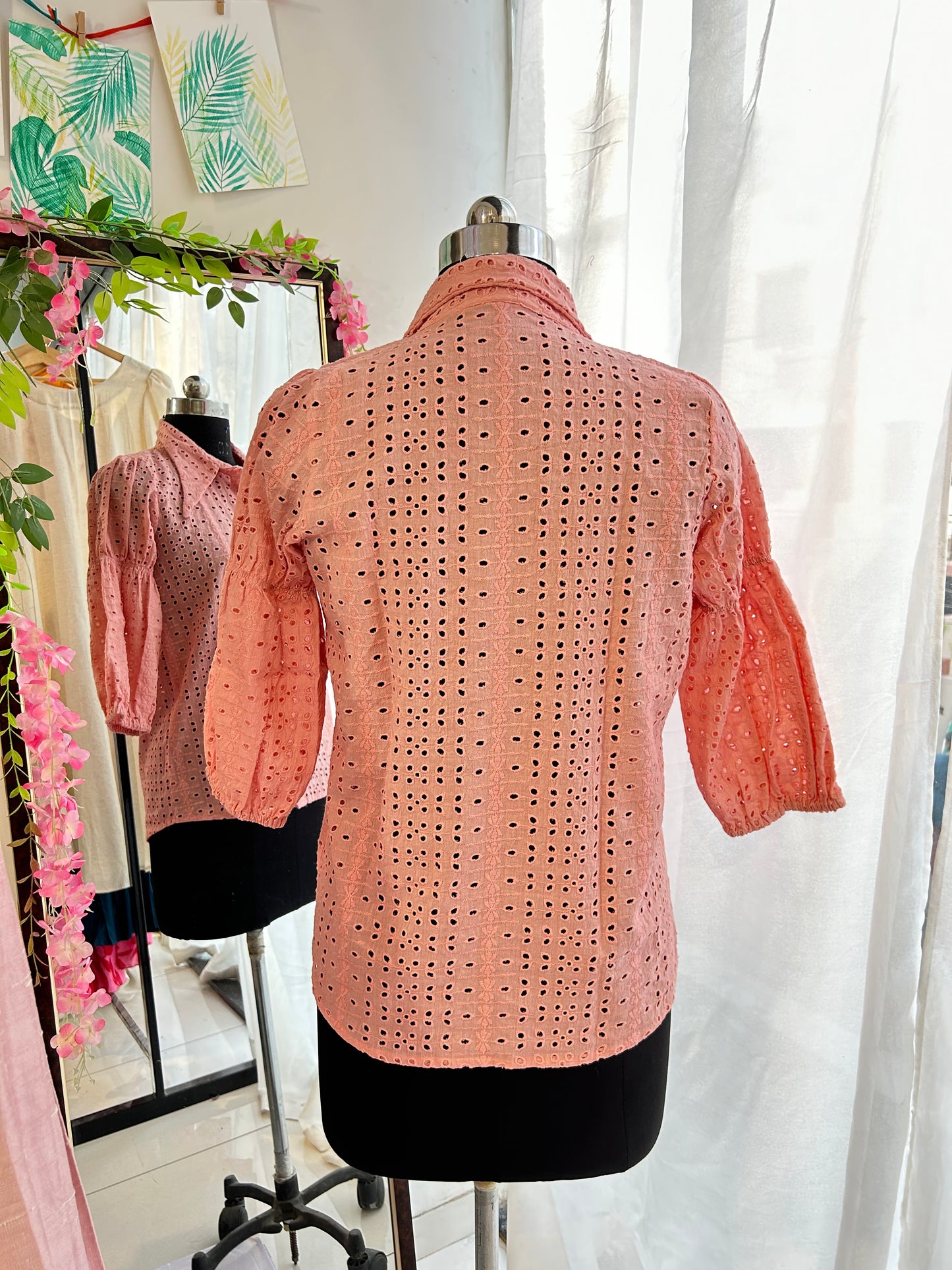 Peach Schiffli Shirt