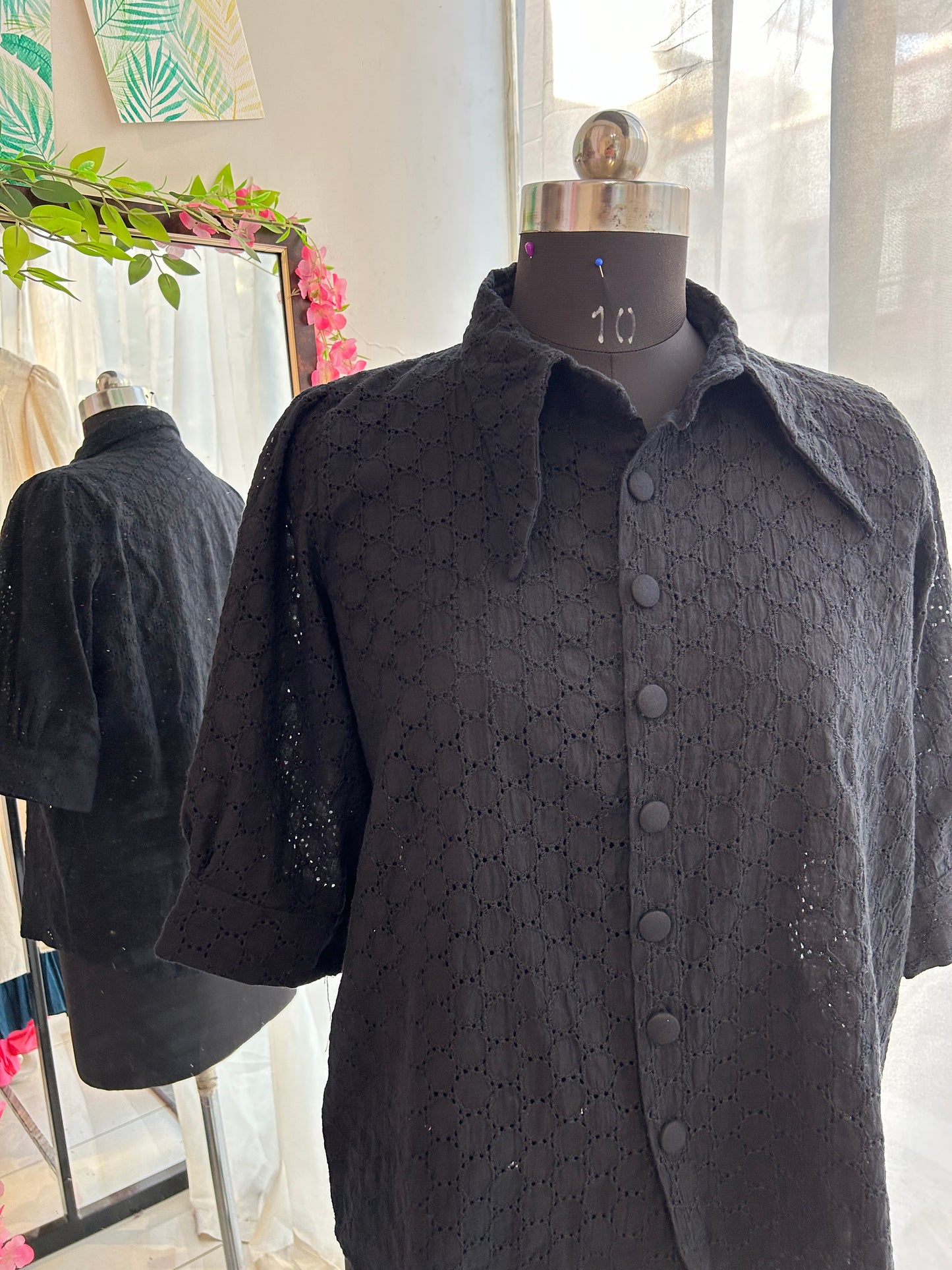 Black Schiffli Shirt