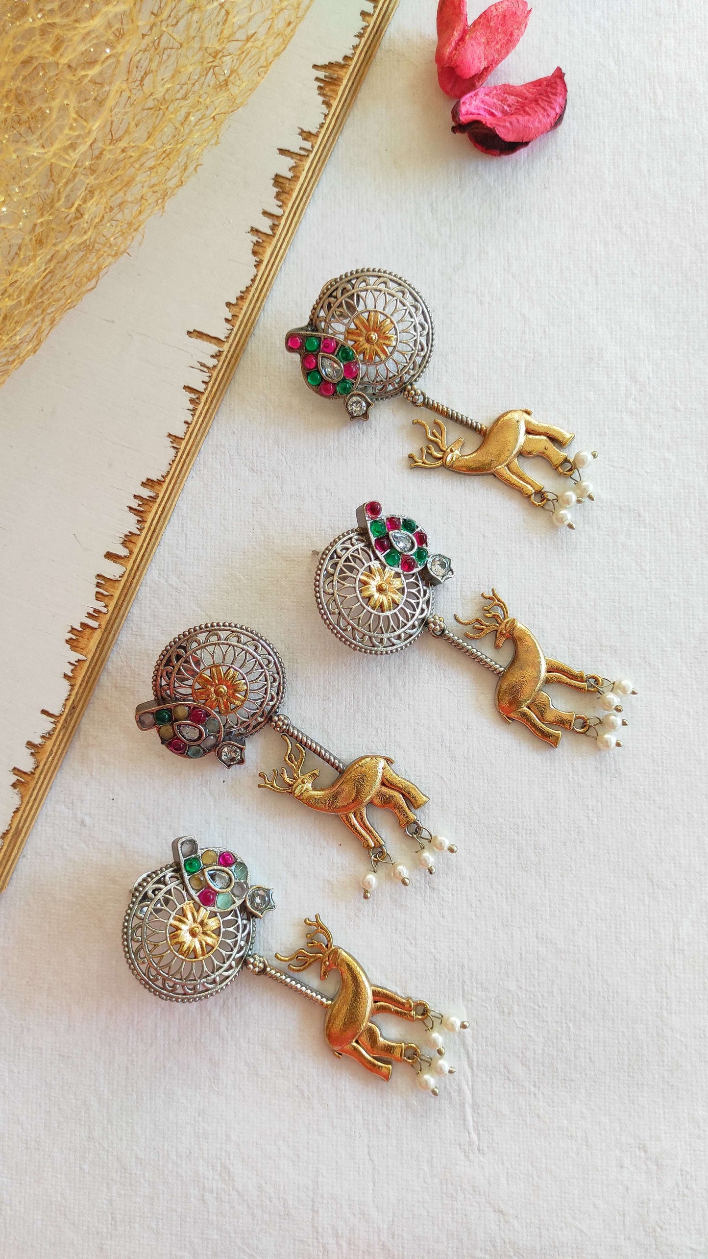 Deer dual tone earrings