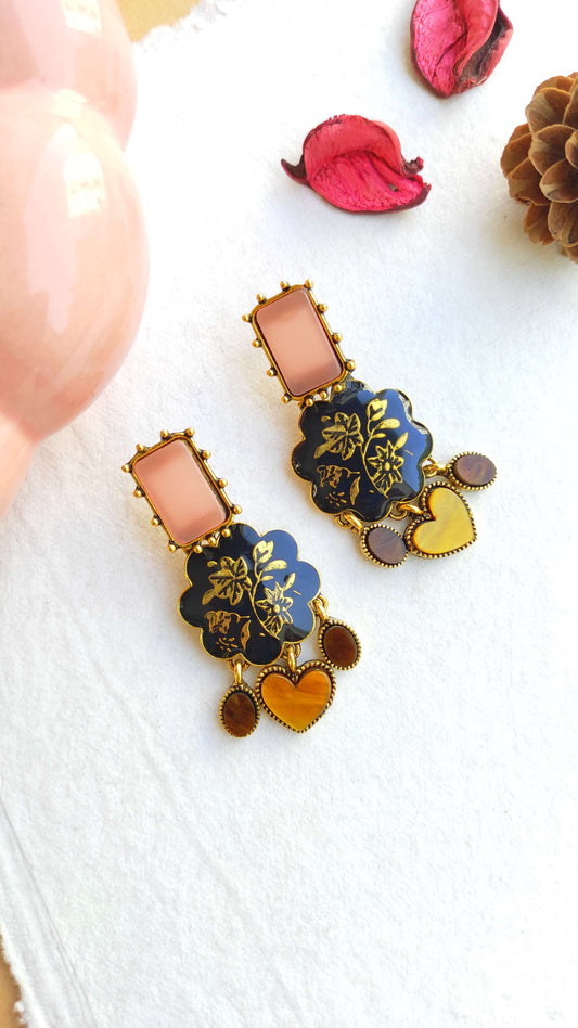 Quirky Peach Emblem Earrings