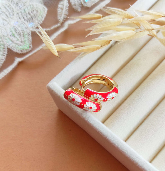 Dandelion enameled hoops
