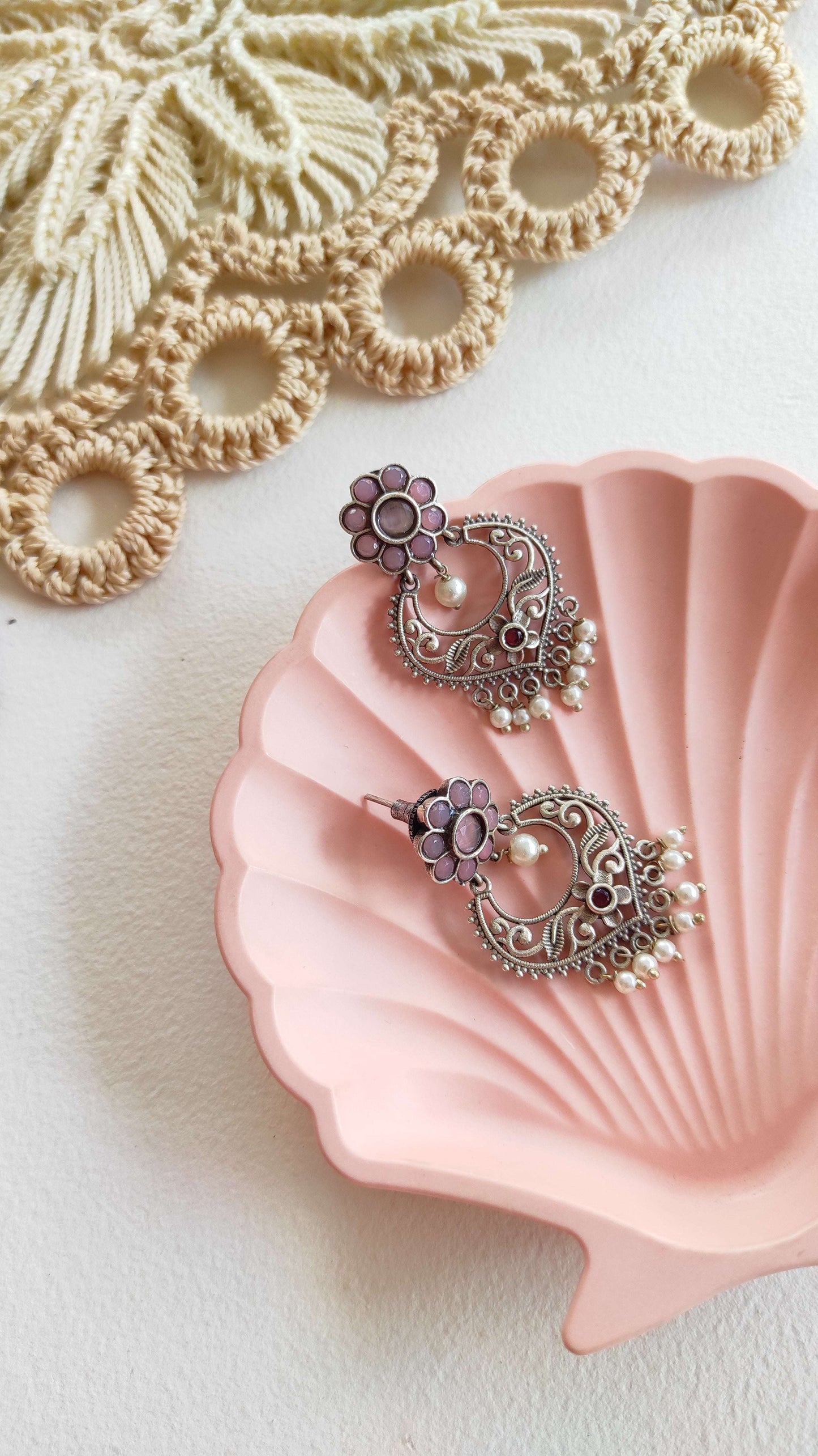 Gauri chandbali silver lookalike earrings
