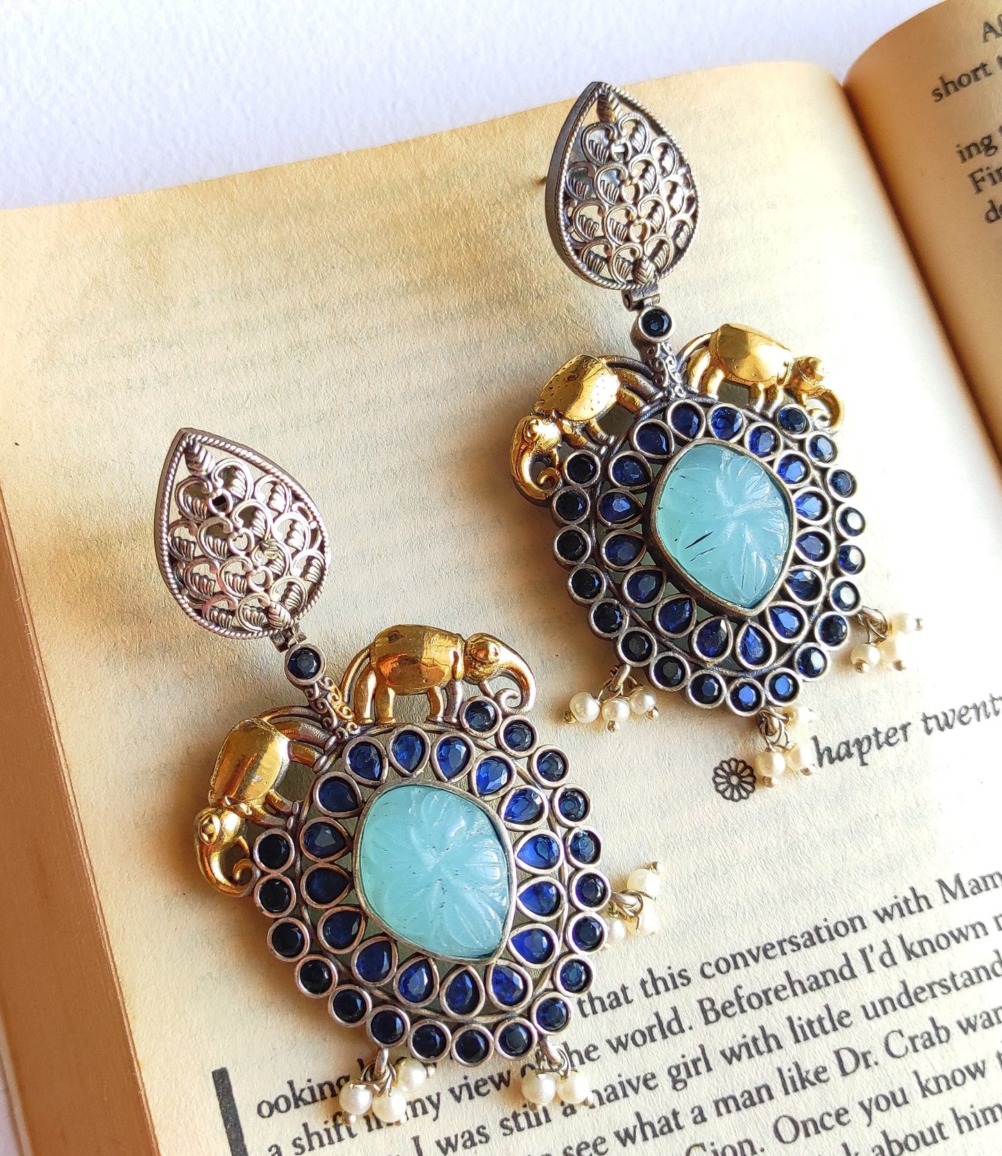 Shalini dualtone earrings with premium stones DTE3