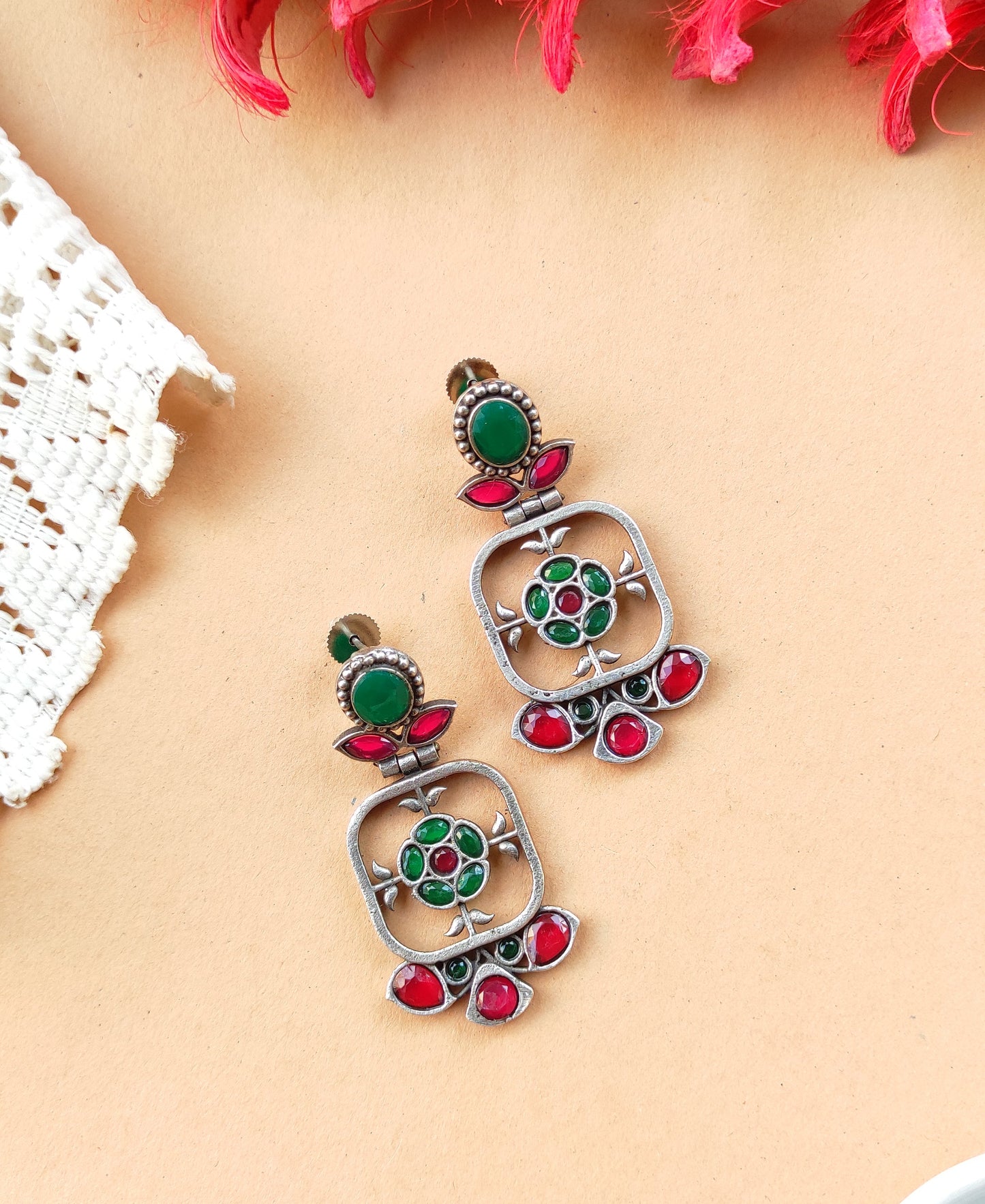 Aarvi silver lookalike earrings