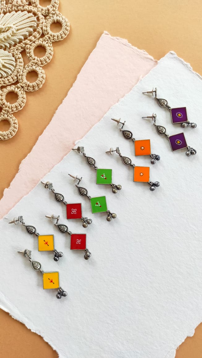Rekha enameled earrings
