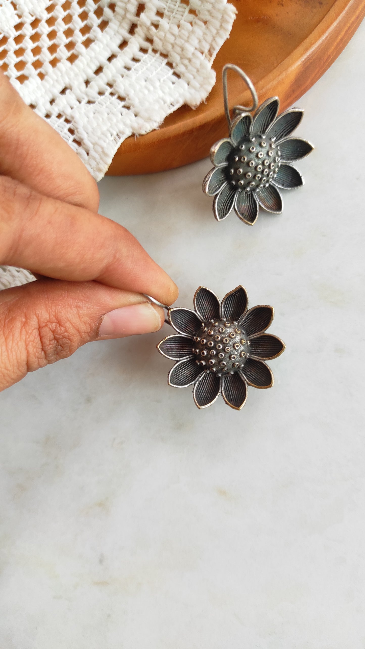 Sunflower hook earrings
