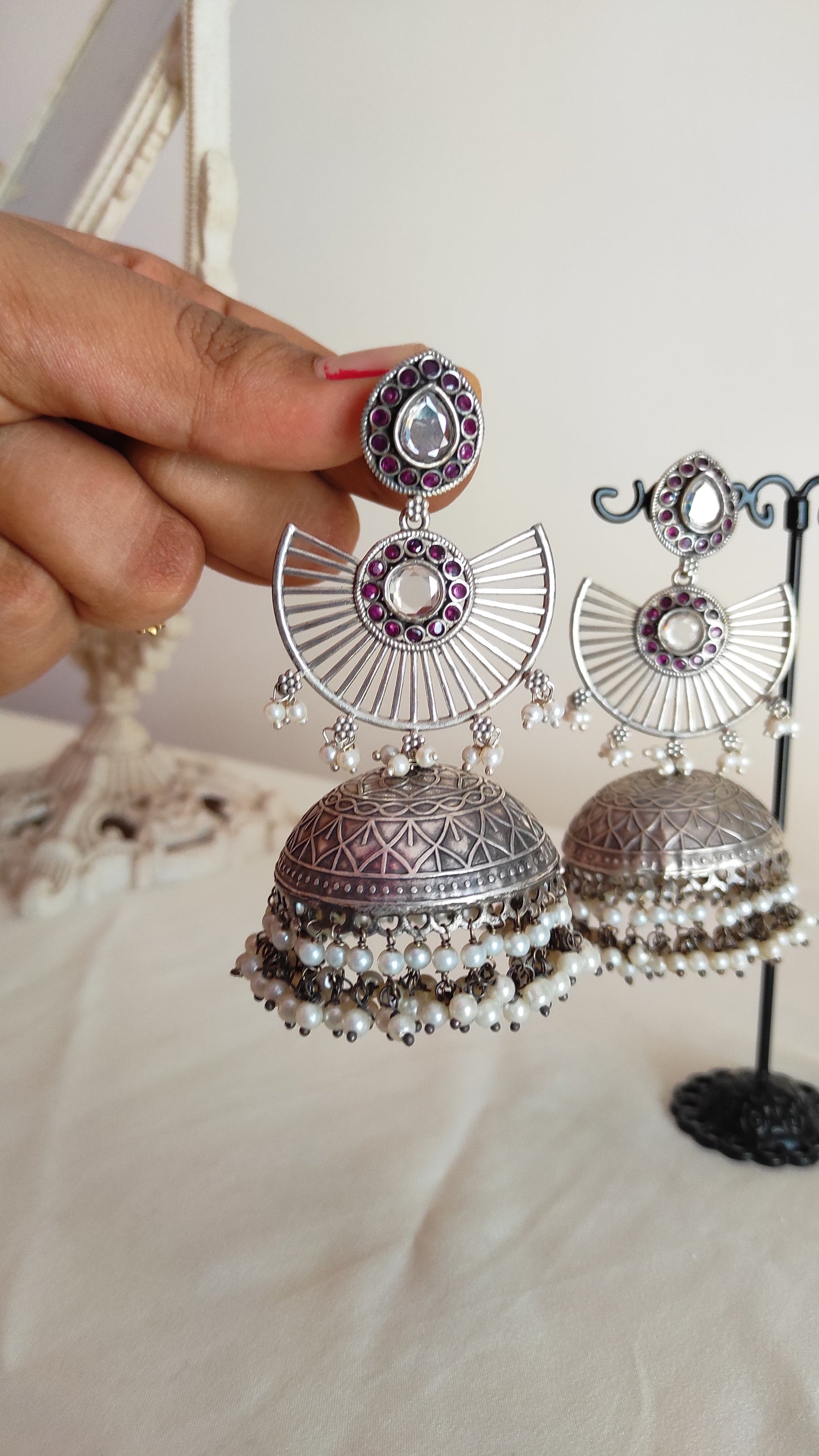 Rajsi silver lookalike Jhumka