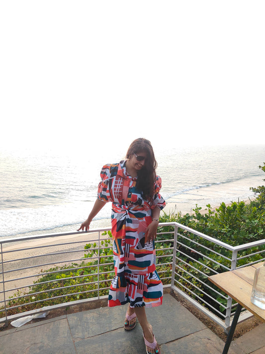 Abstract White Skirt Set