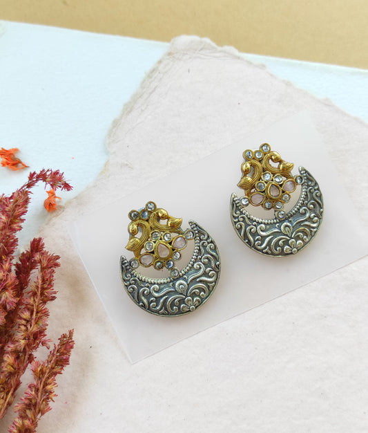 Chandra dualtone studs earrings