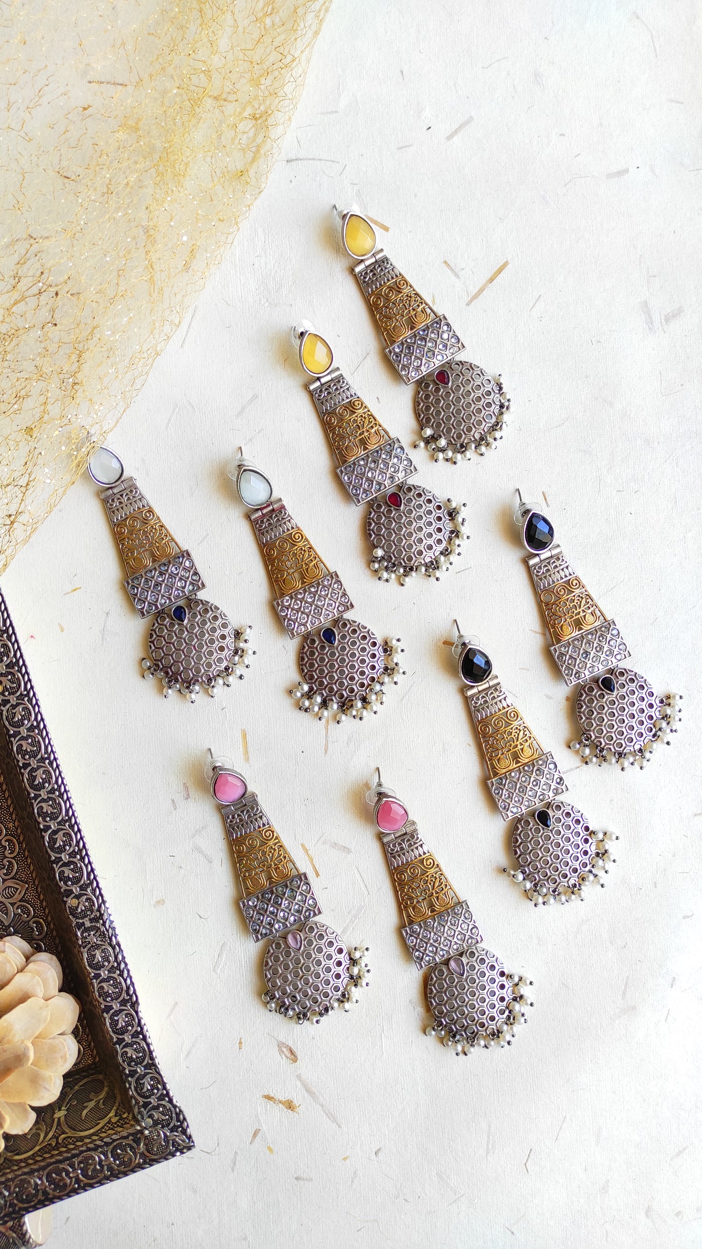 Yalina long dualtone earrings DTE1