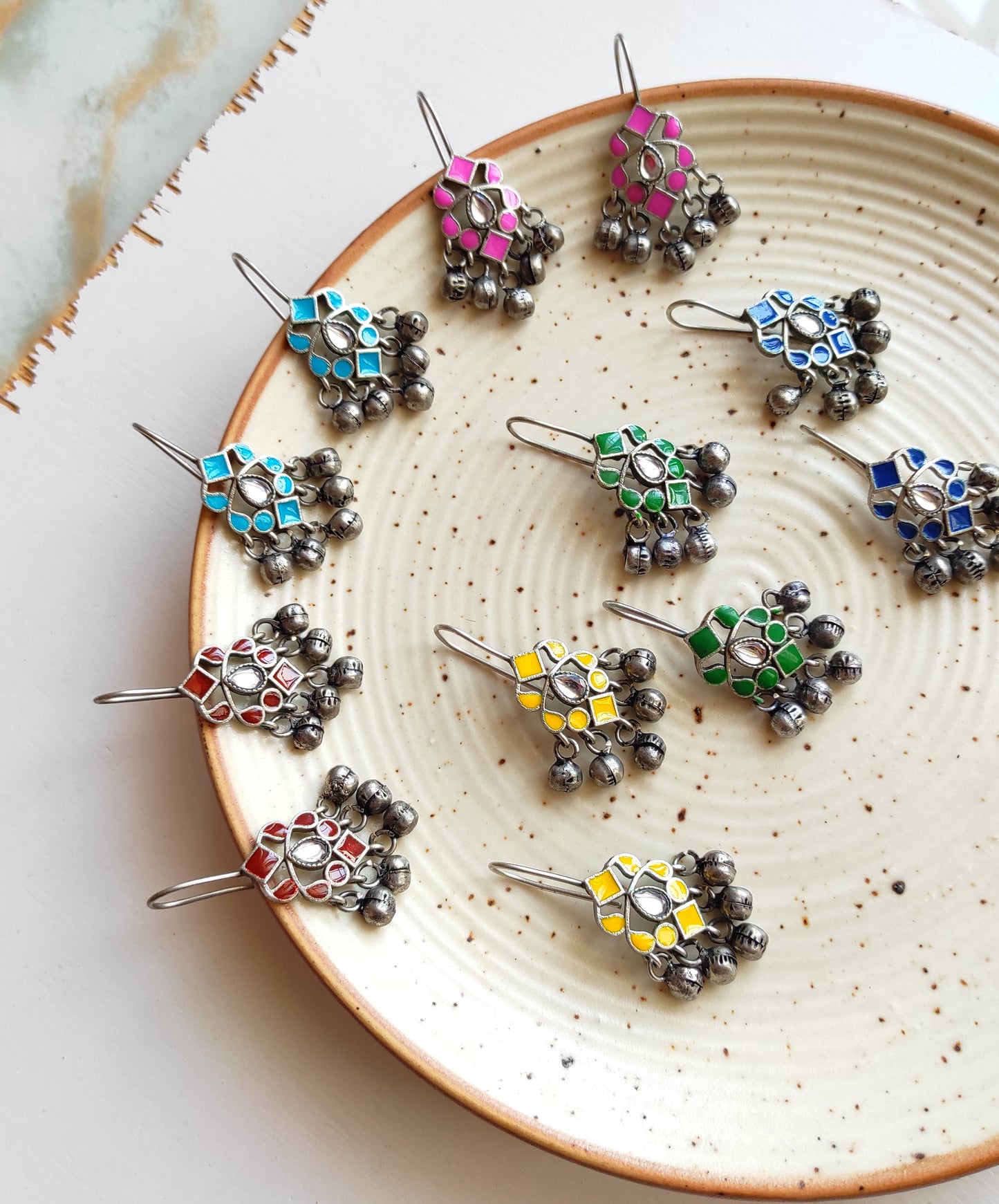 Aria meenakari enameled hook earrings