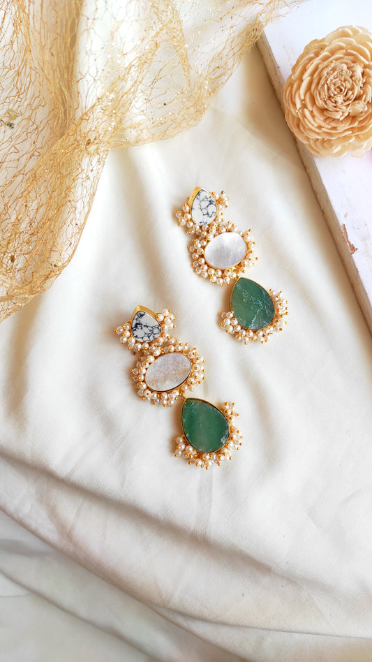 Reenal druzy earrings in gold tone