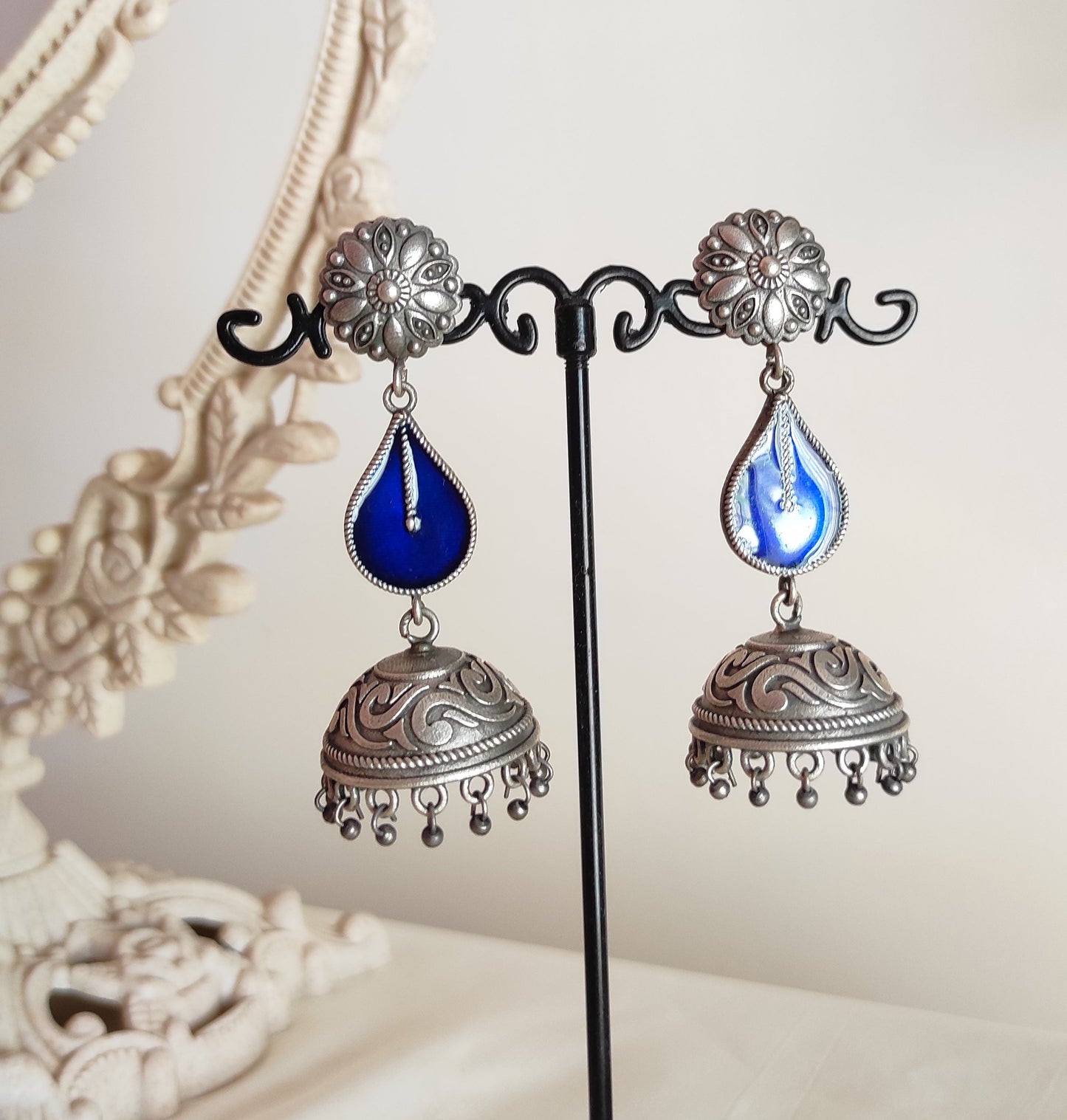 Ashka meenakari enamelled jhumka