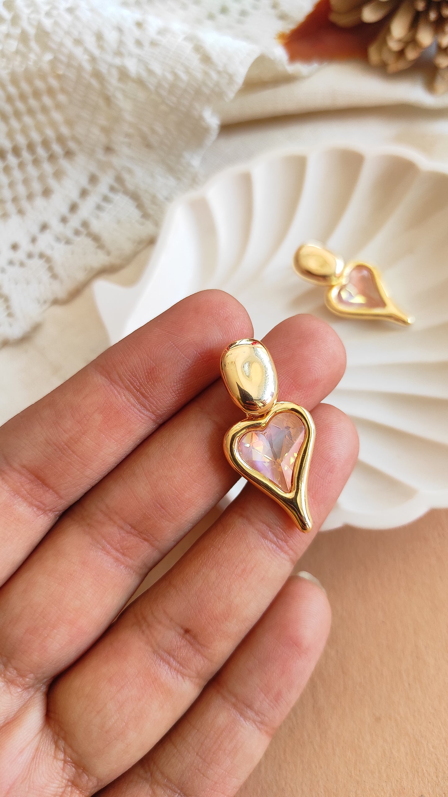Korean crystal heart earrings