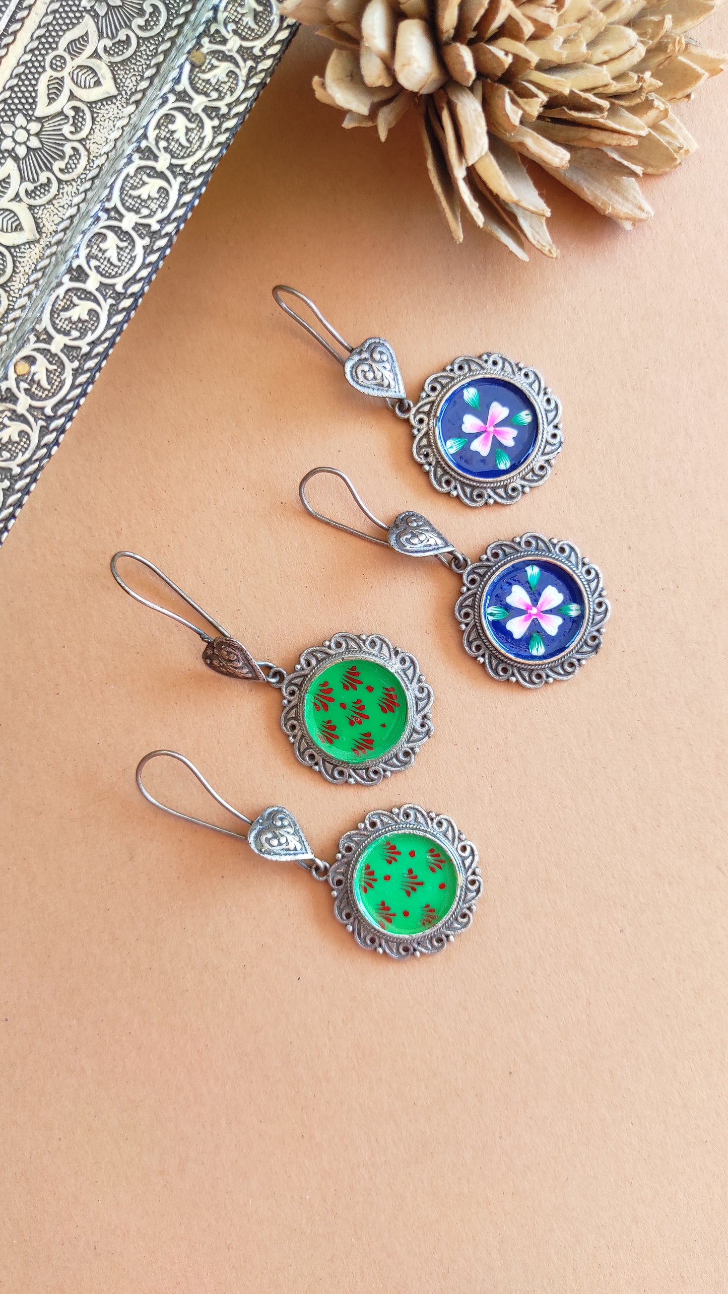 Bindu hand painted hook earrings