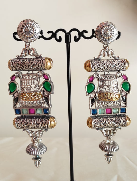 Binodini dualtone long festive earrings DTE3