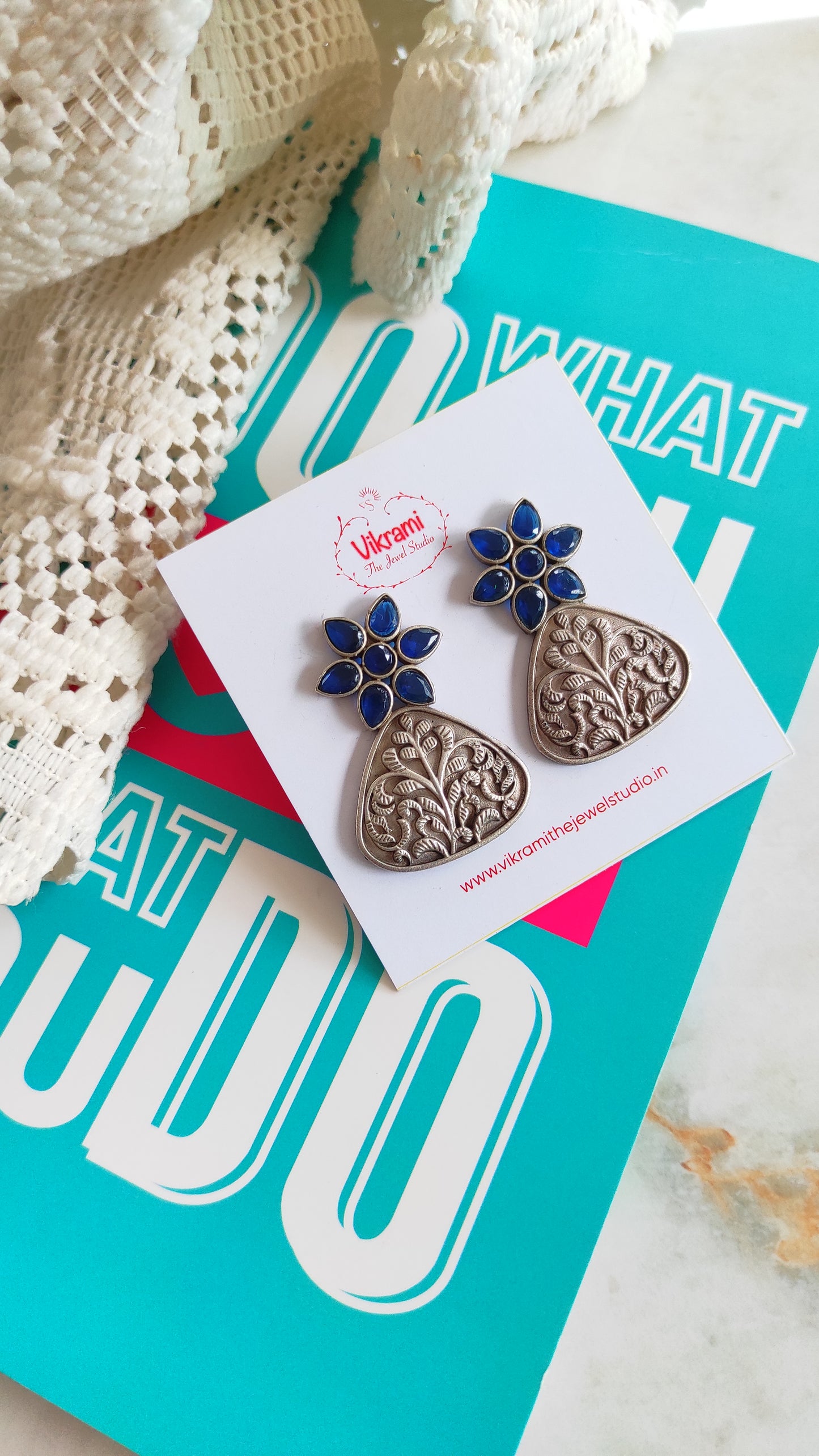 Flora silver lookalike earrings