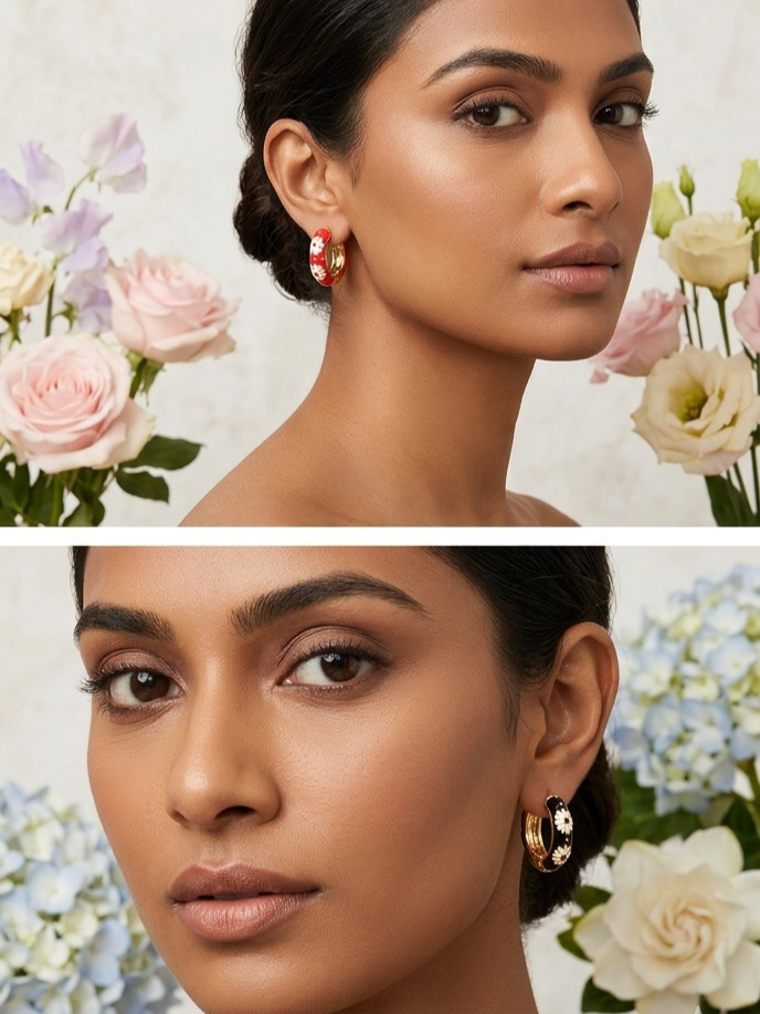 Dandelion enameled hoops