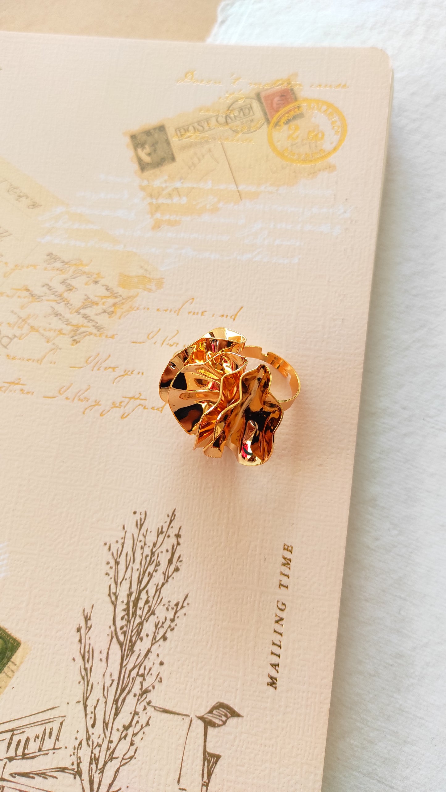 Hammered sphere adjustable anti tarnish finger ring