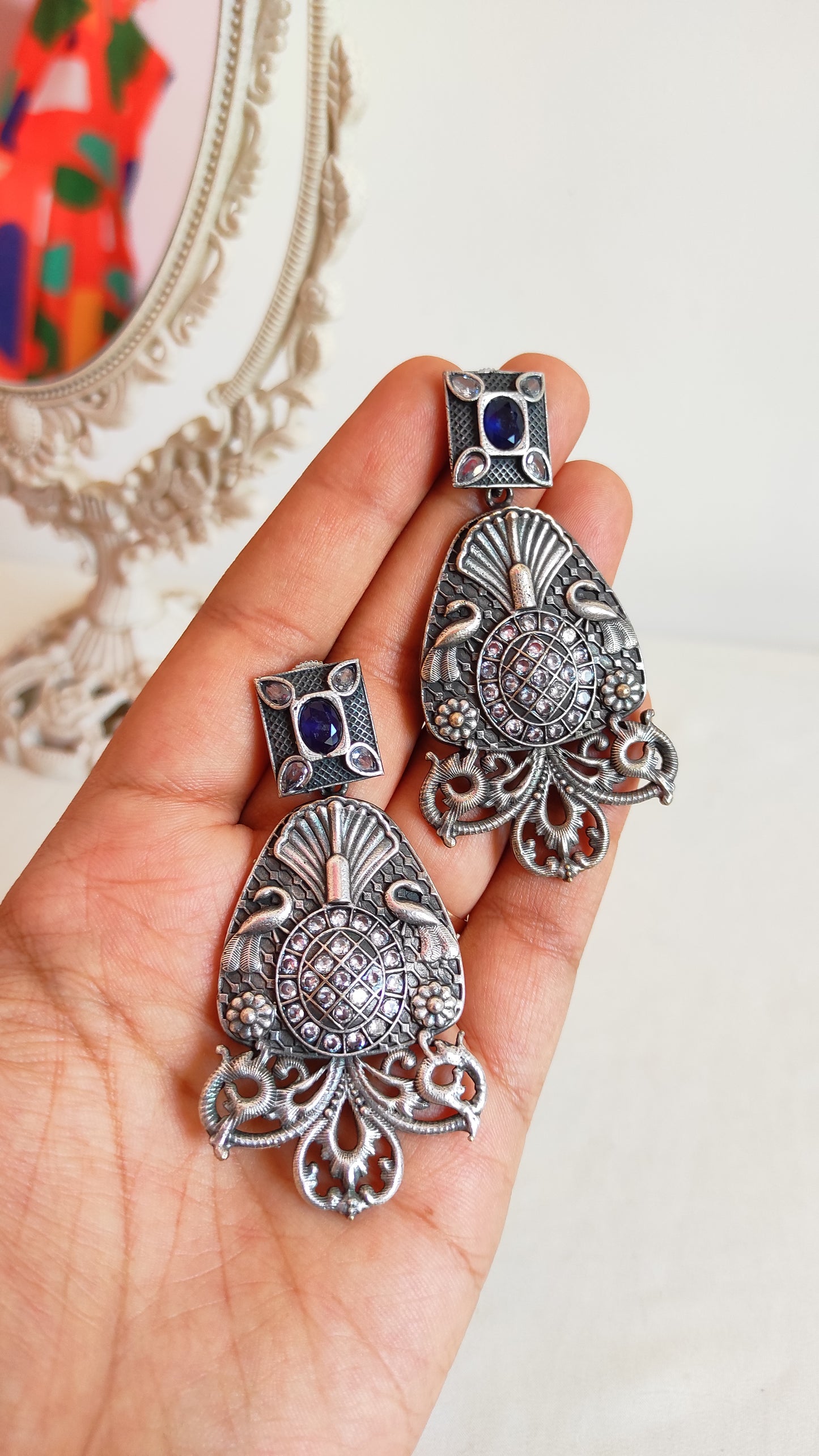 Sakhi silver lookalike earrings