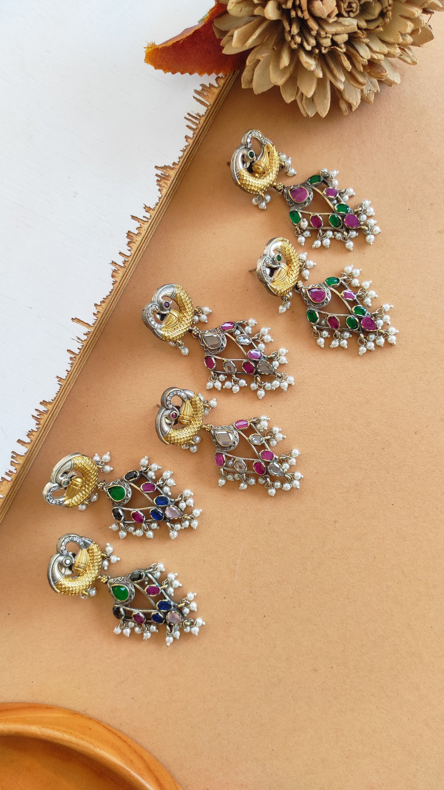 Saloni dualtone earrings with premium glass stones DTE3