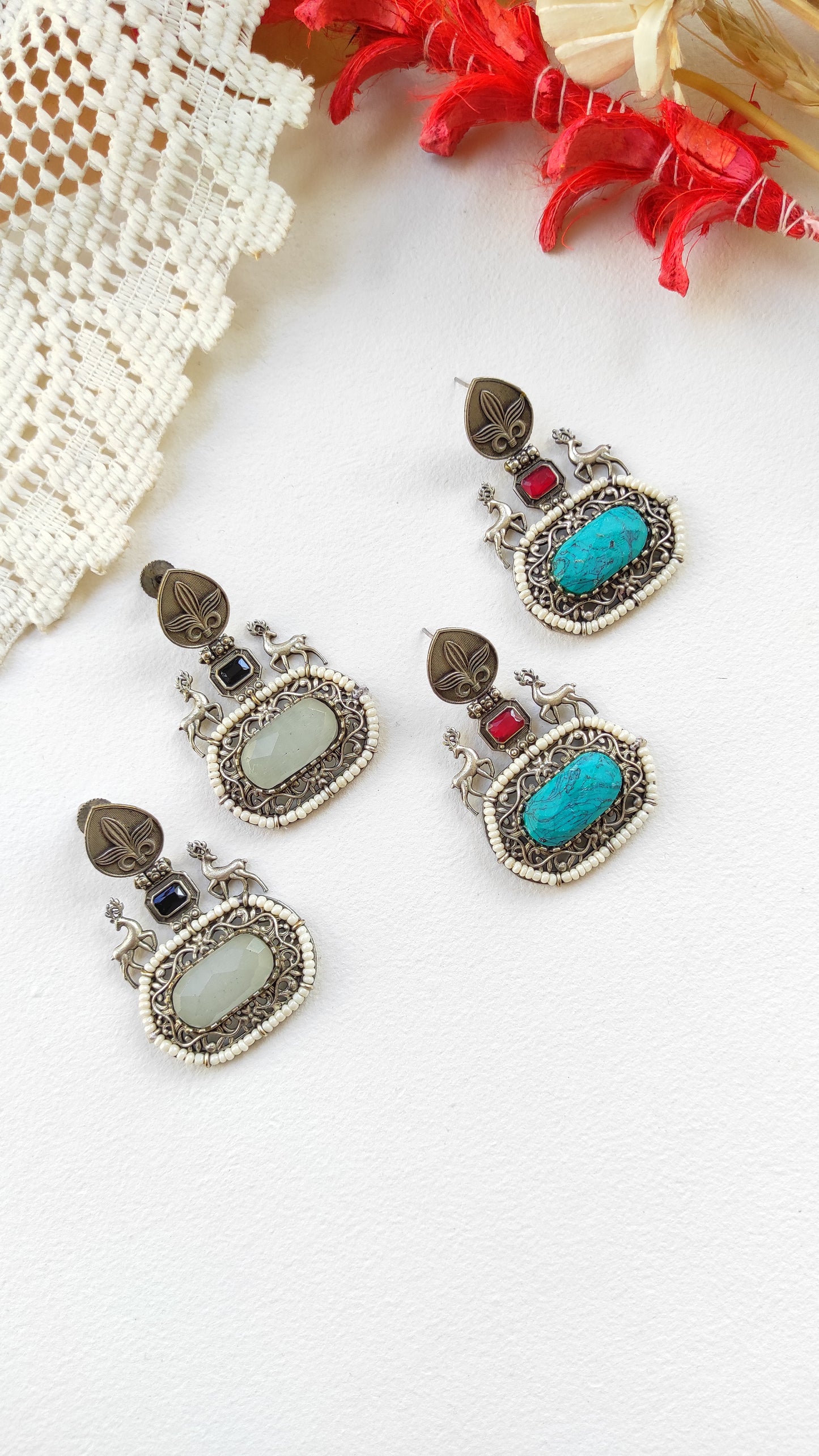 Sudha silver lookalike earrings