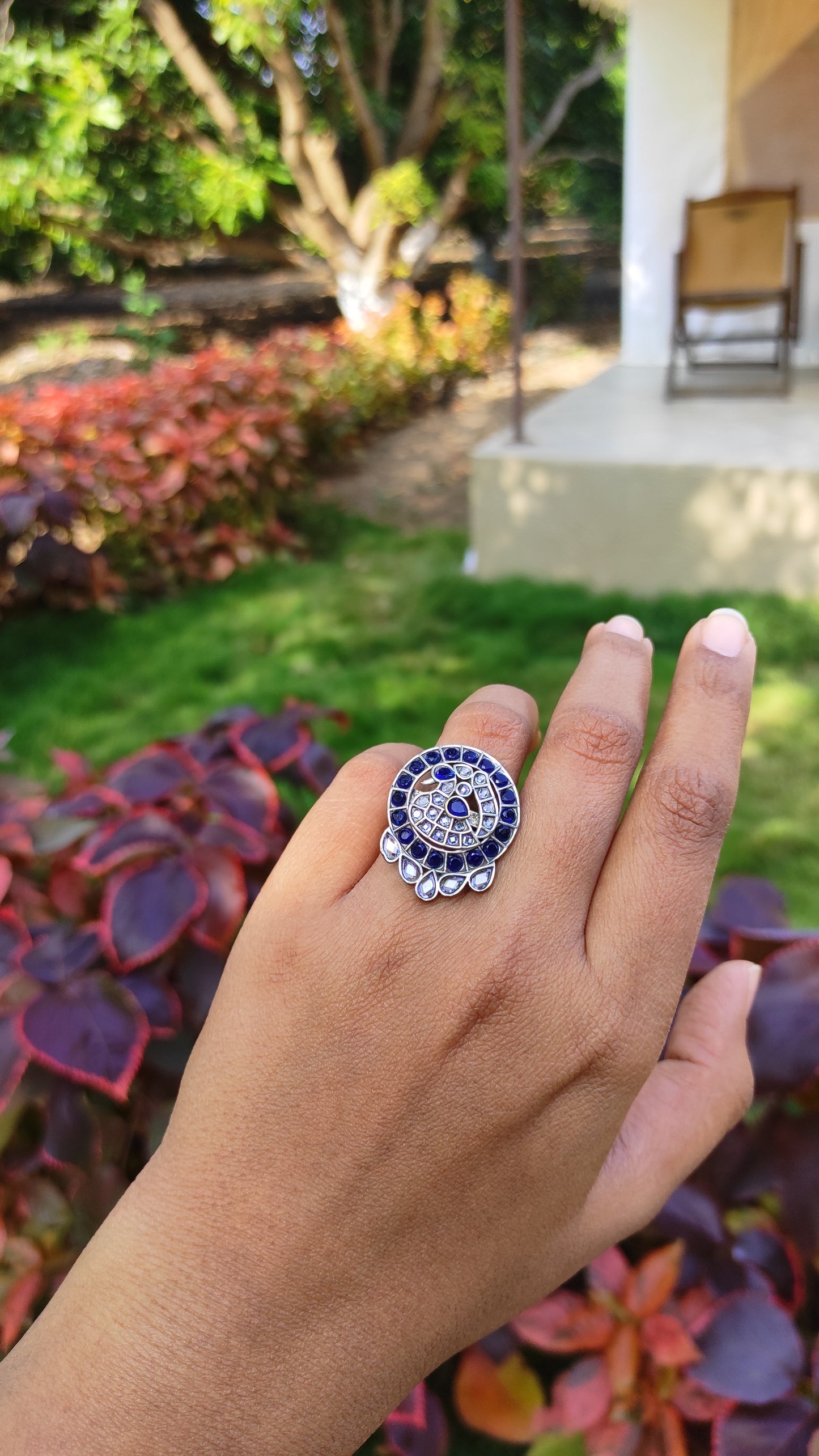 Blue peacock ring