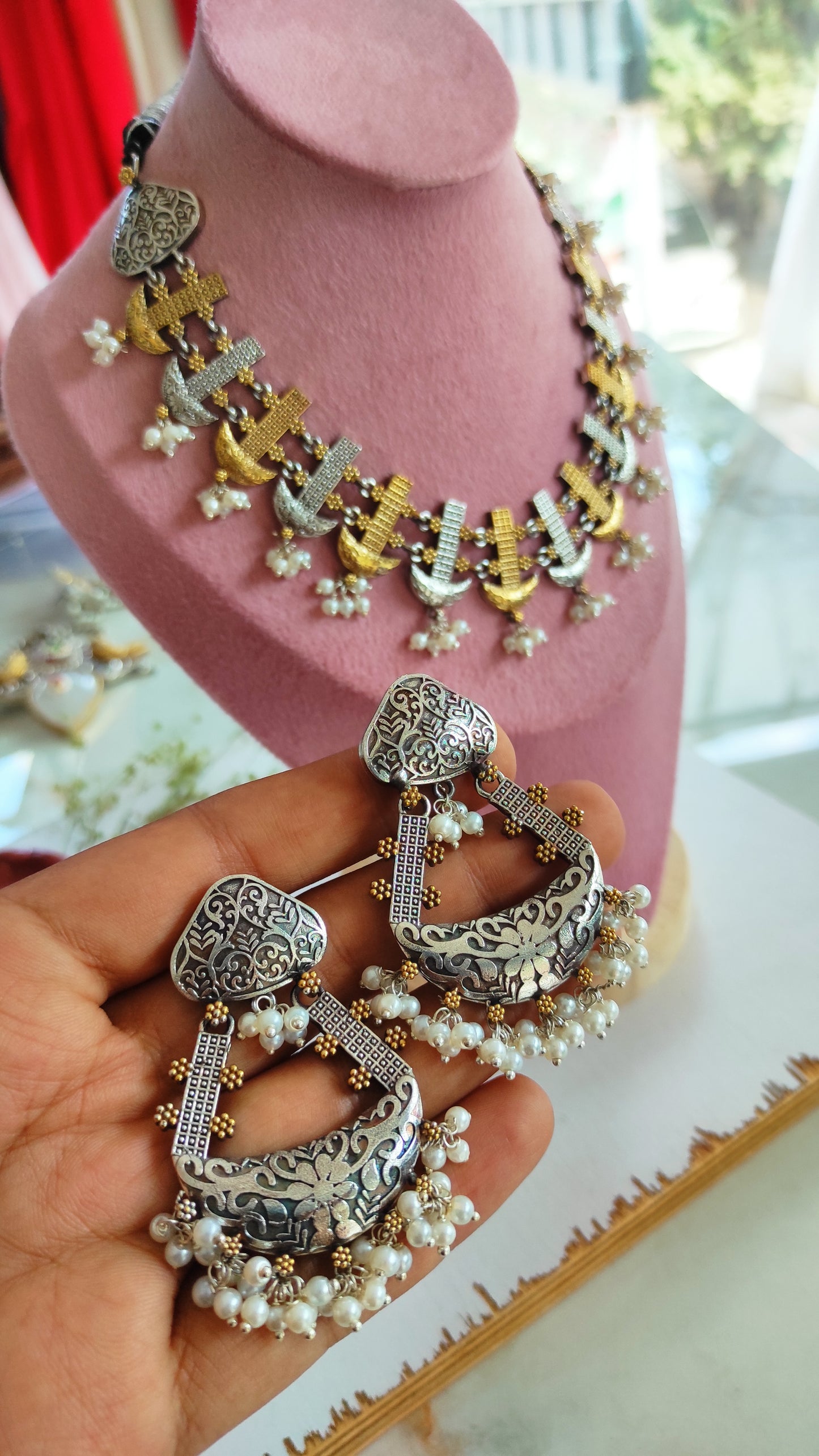 Tripti dualtone necklace set