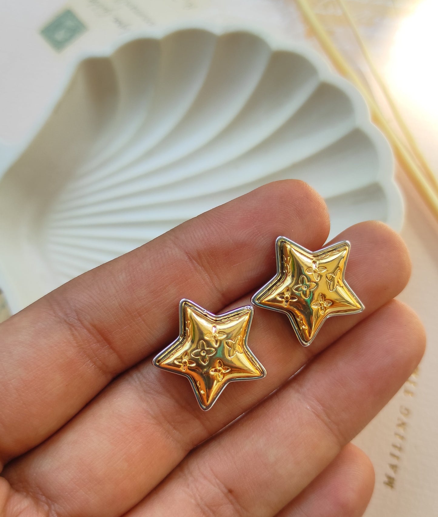 Korean star dualtone earrings