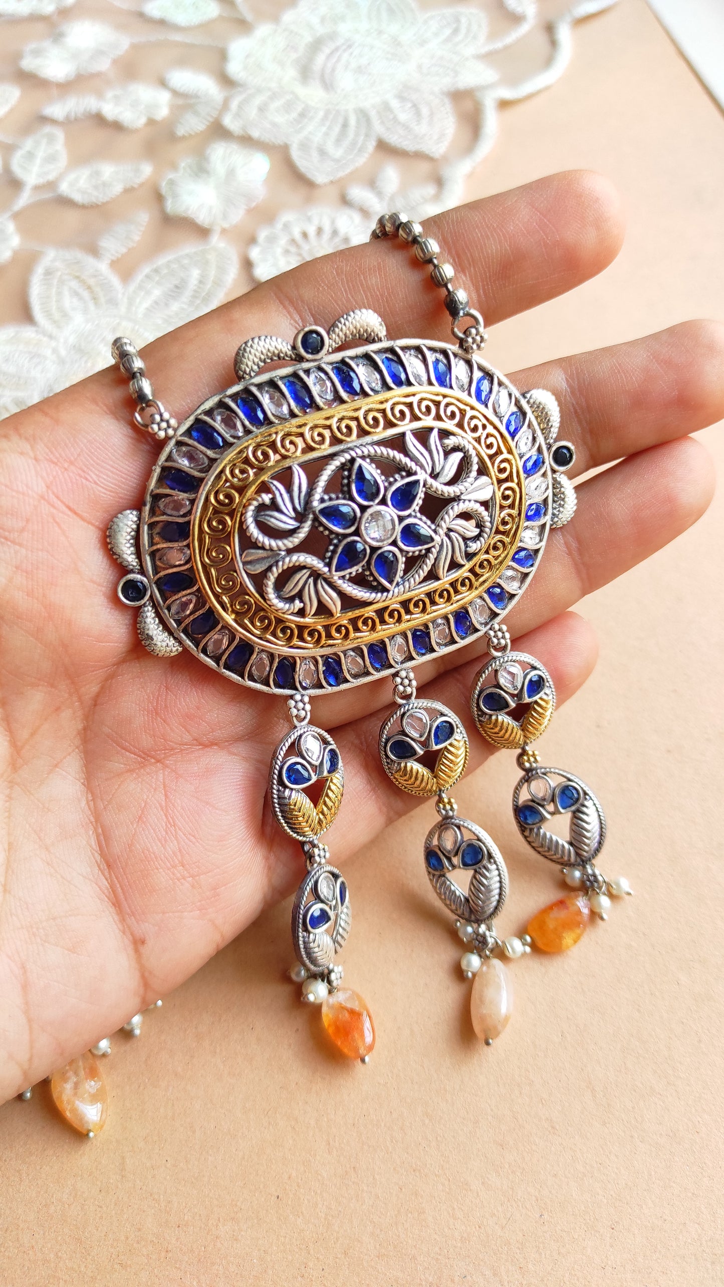 Kamini long chain necklace set