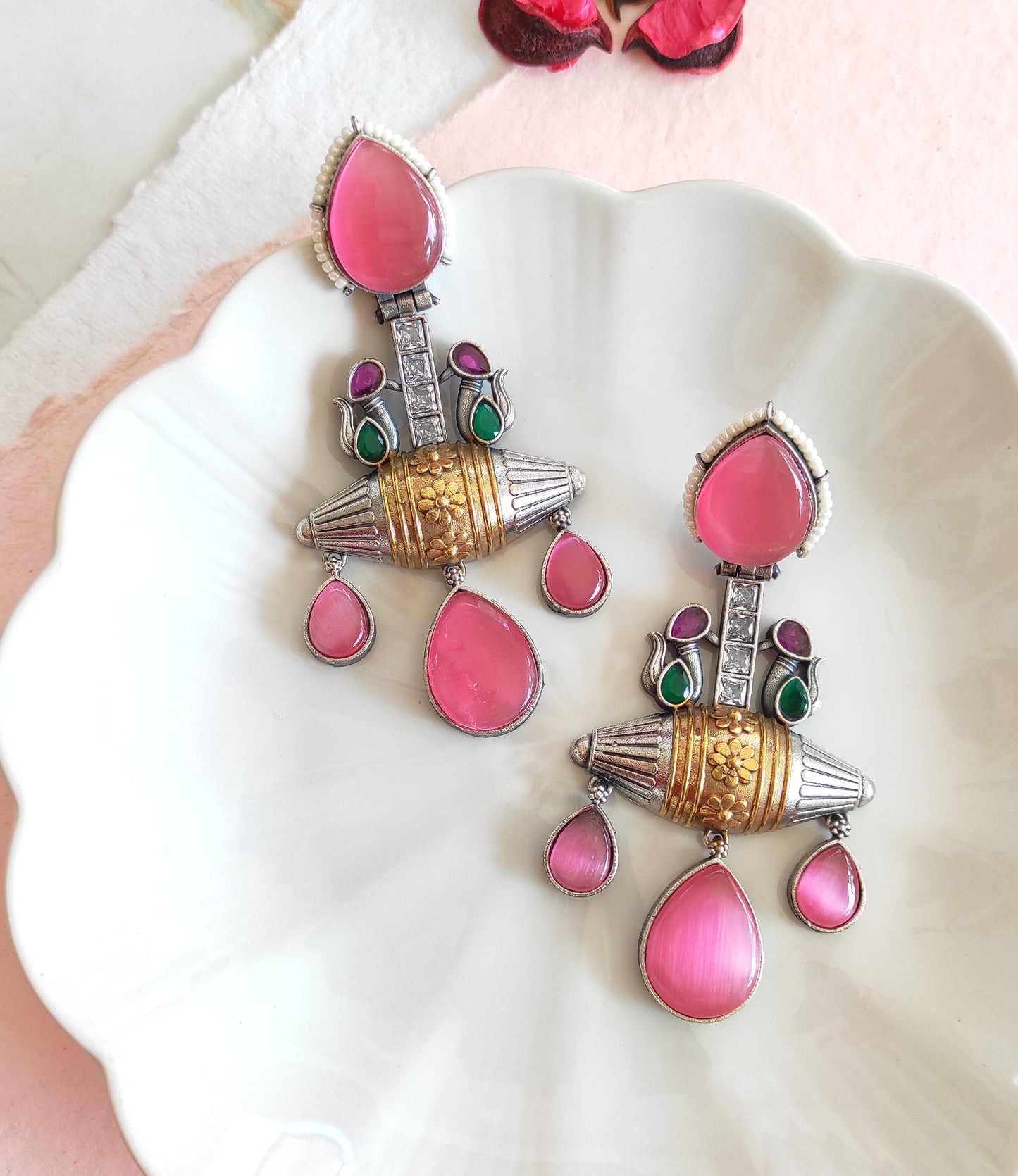 Gulaabi dualtone festive earrings