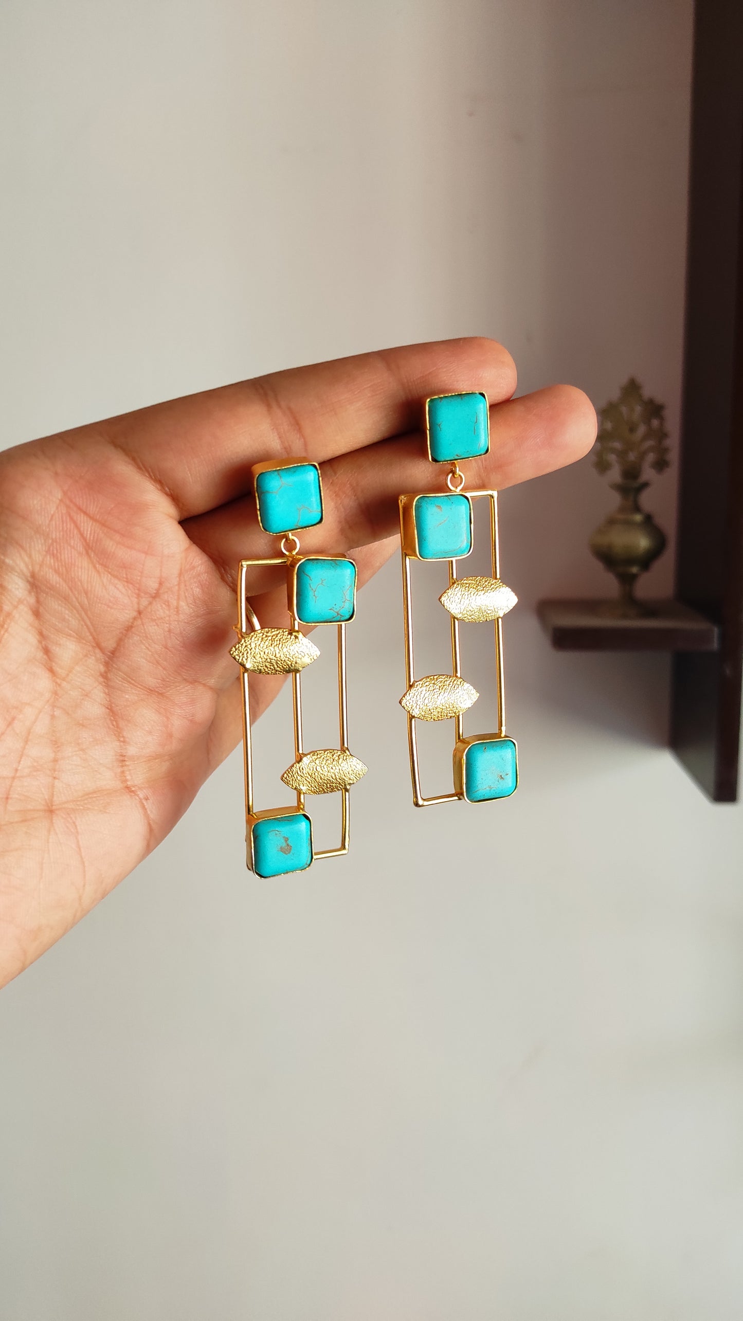 Turquoise rectangular danglers