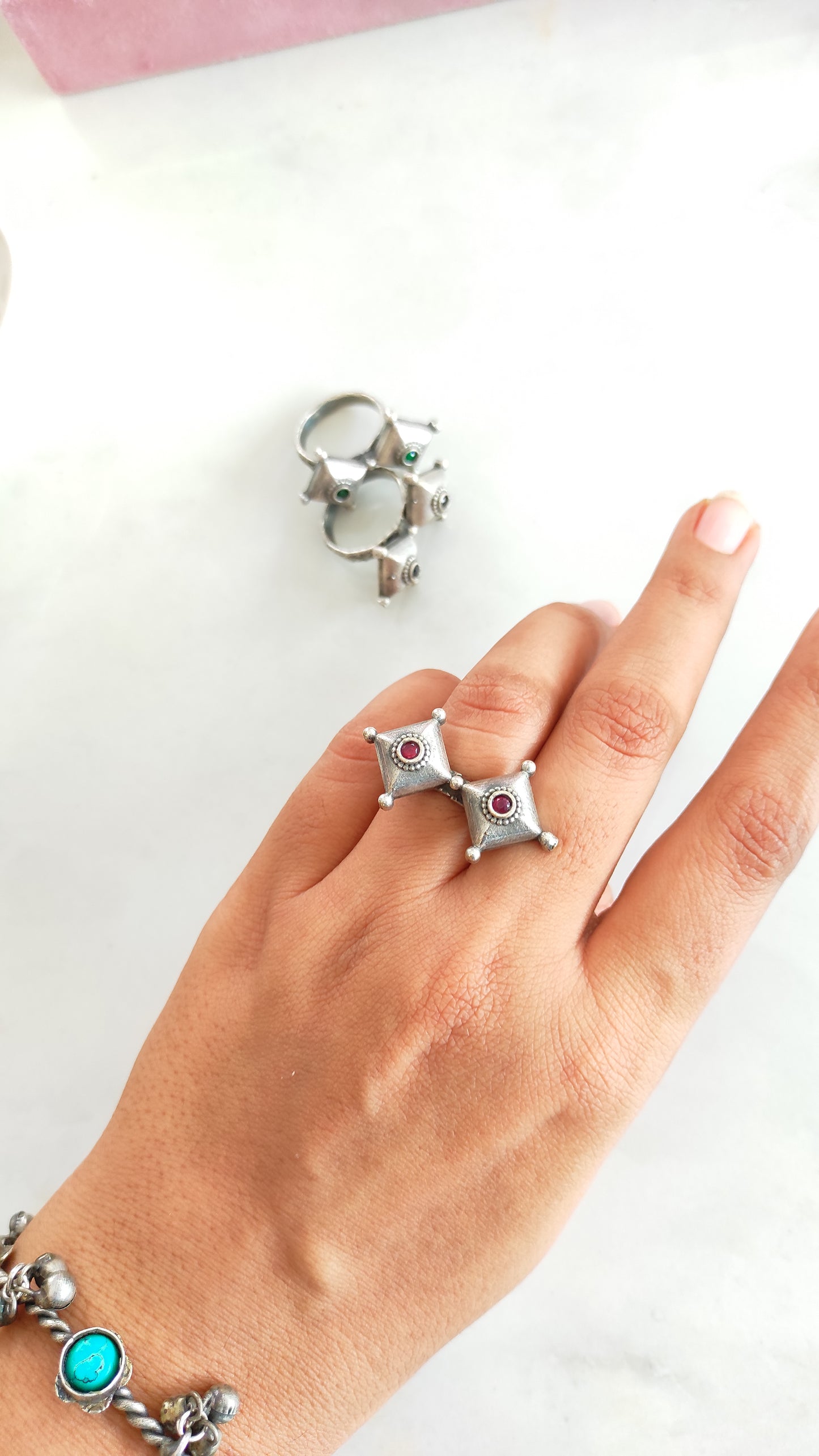 Charkat tribal silver lookalike ring