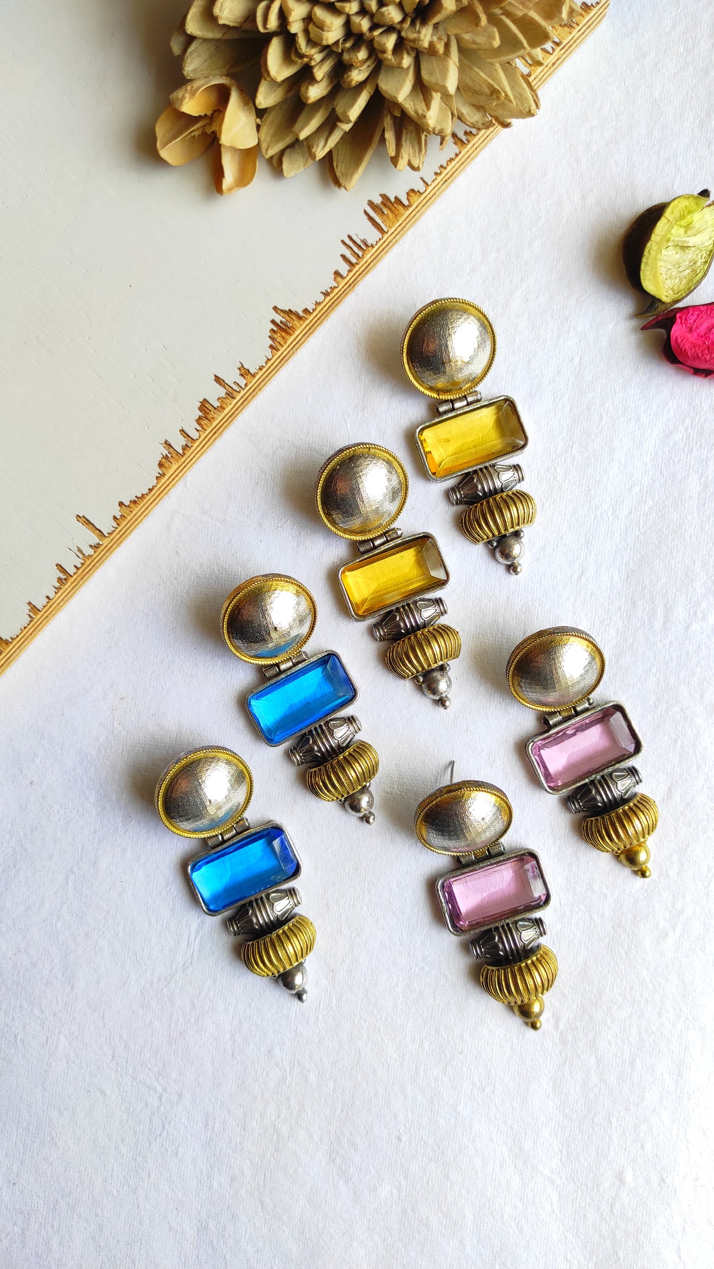 Simmi dualtone earrings premium glass stones DTE3