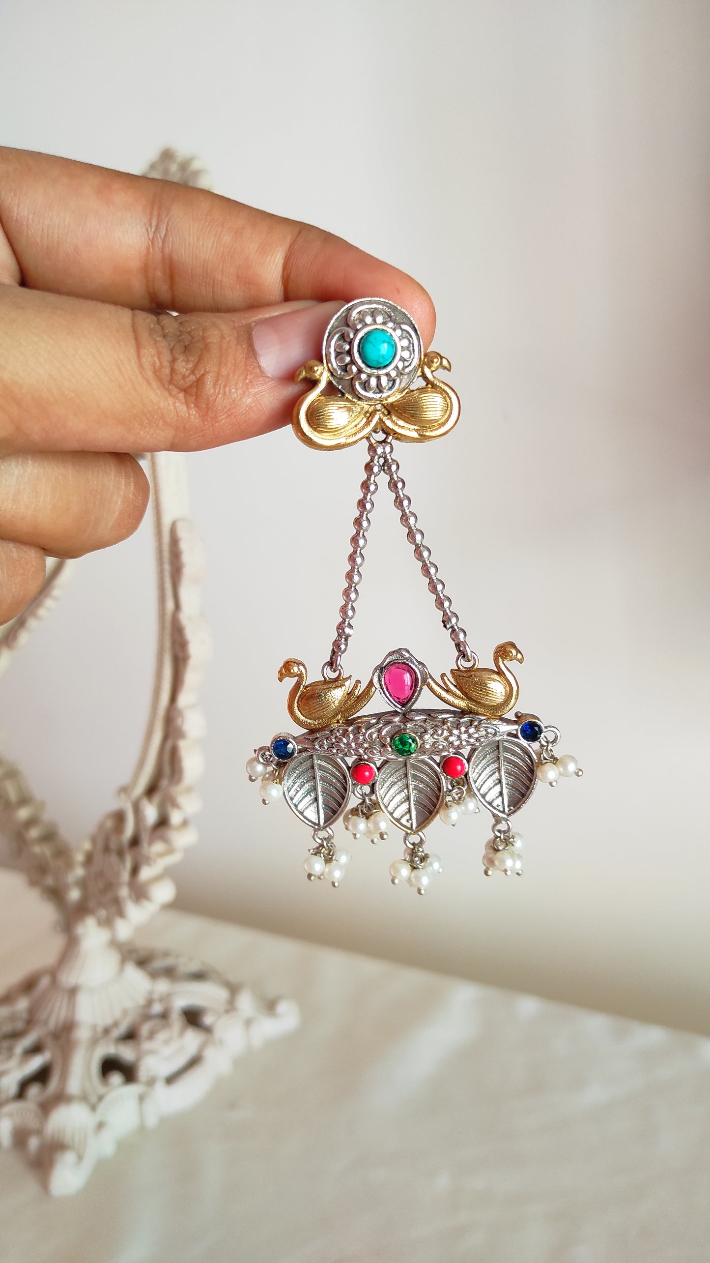 Urmi dual tone dangling earrings