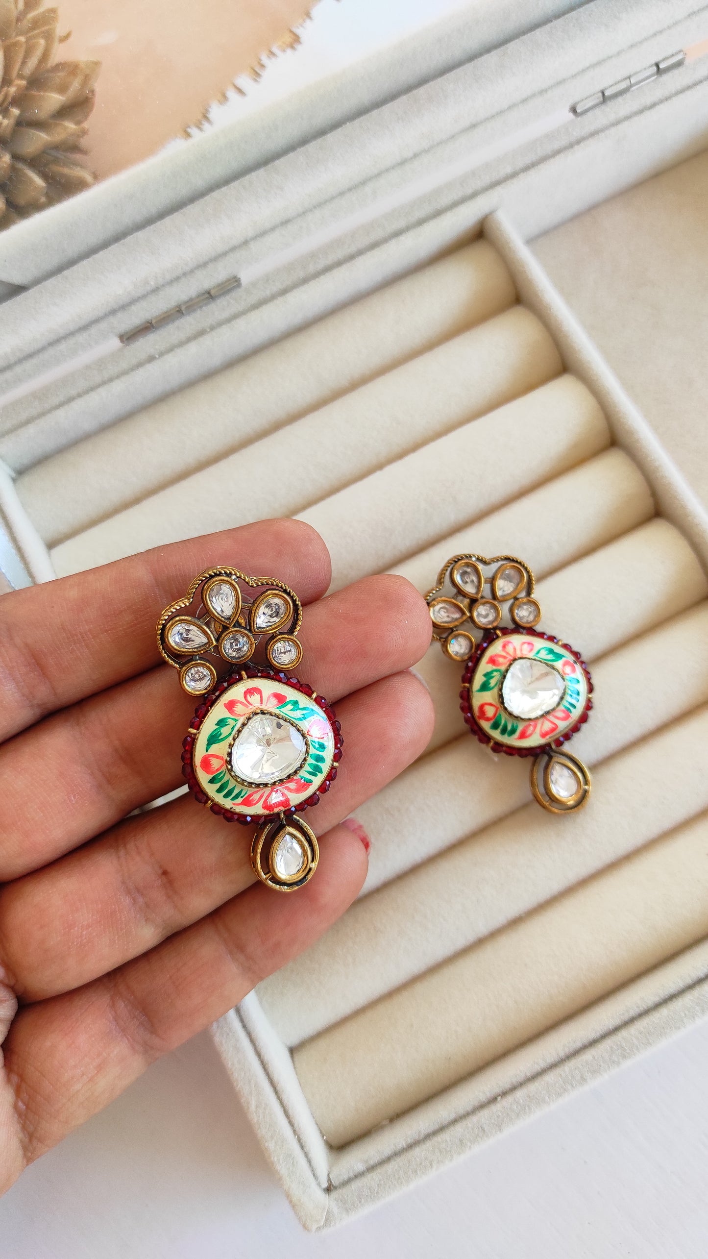 Sanjana hand painted Moissanite studs