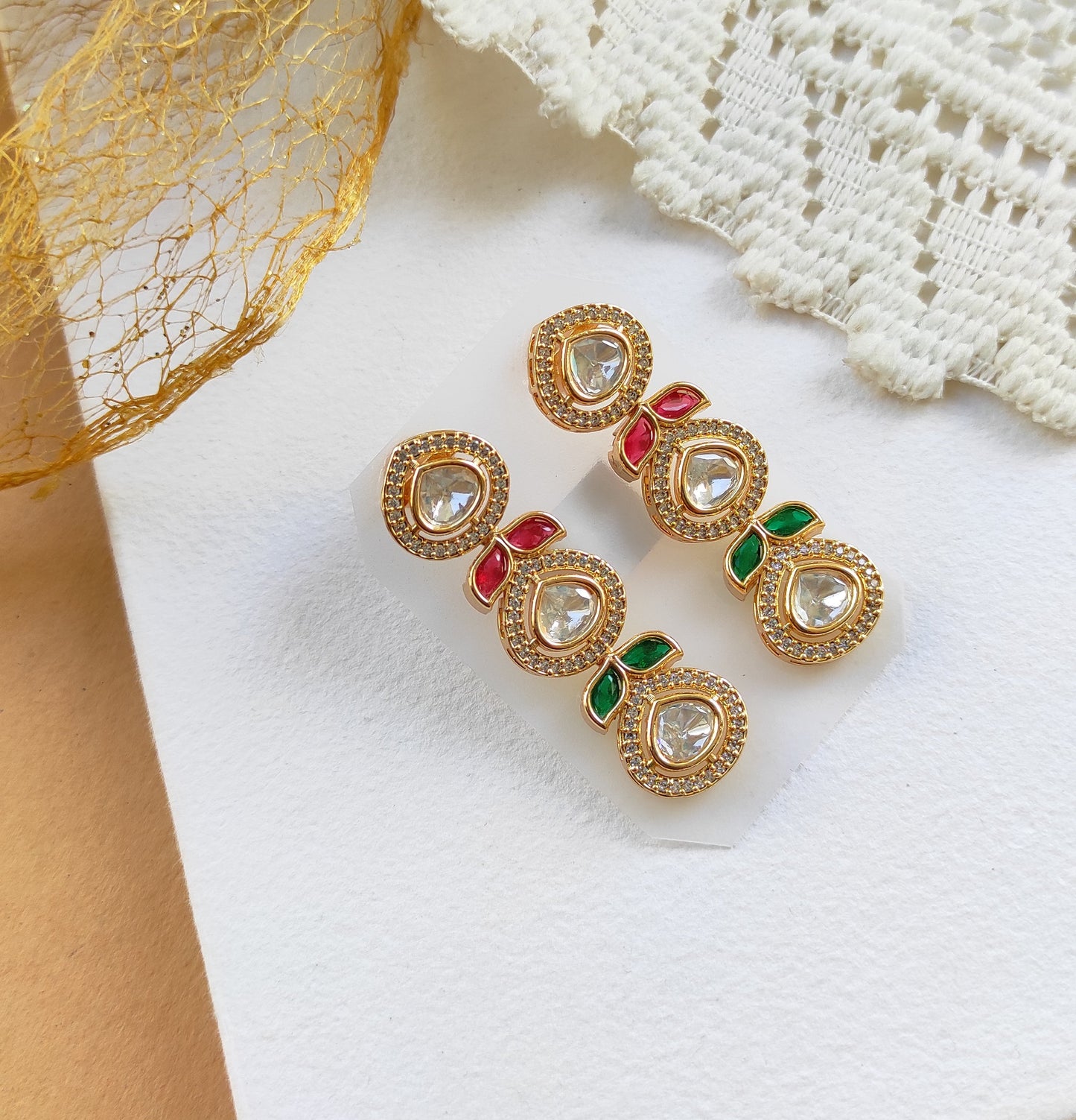 Triveni Polki Moissanite earrings