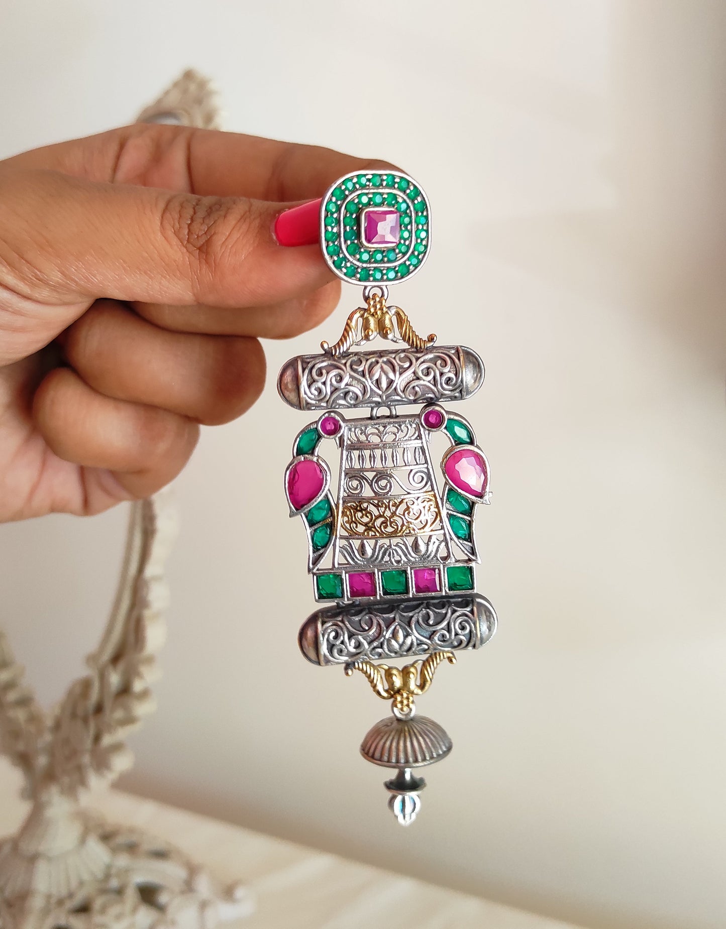 Sohini dualtone long festive earrings DTE3
