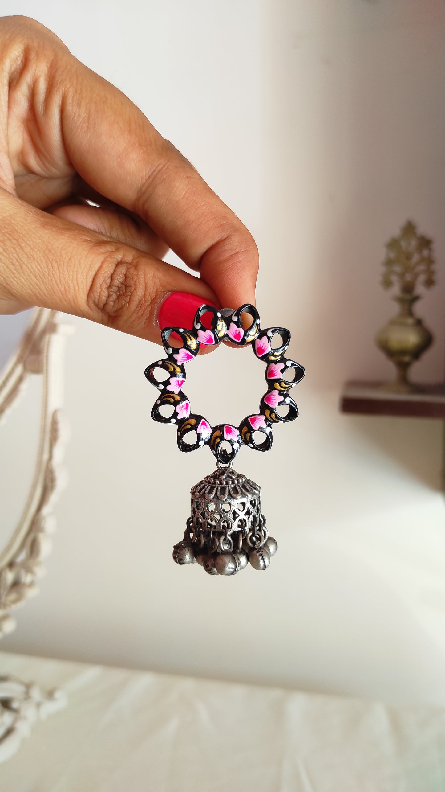 Hand painted floral Jhumka