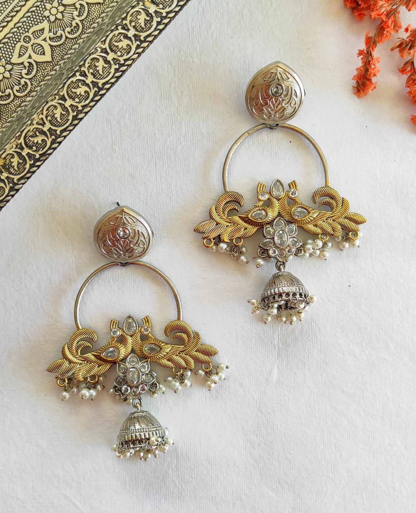 Chaitali dualtone long jhumki earrings