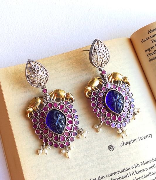 Shalini dualtone earrings with premium stones DTE3