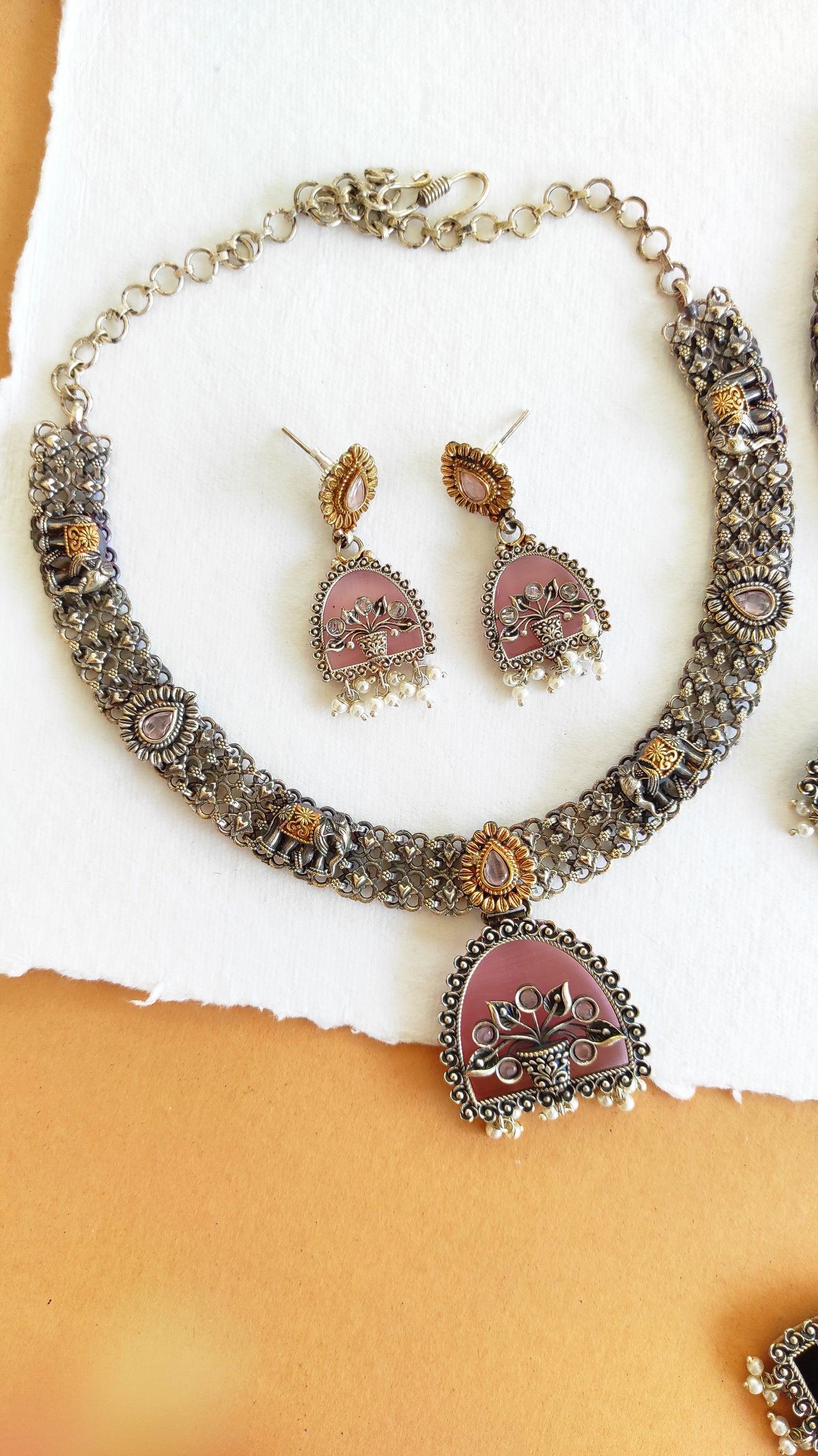 Ishani dual tone necklace set