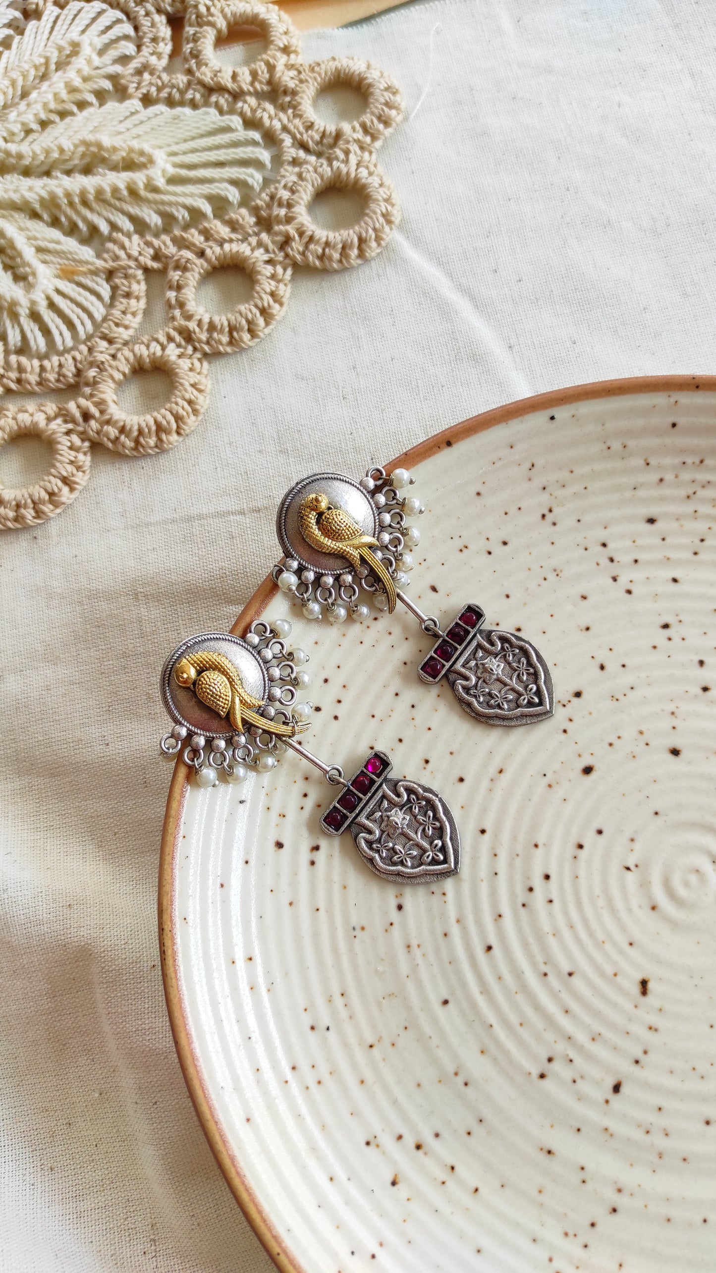 Maina dualtone dangling earrings