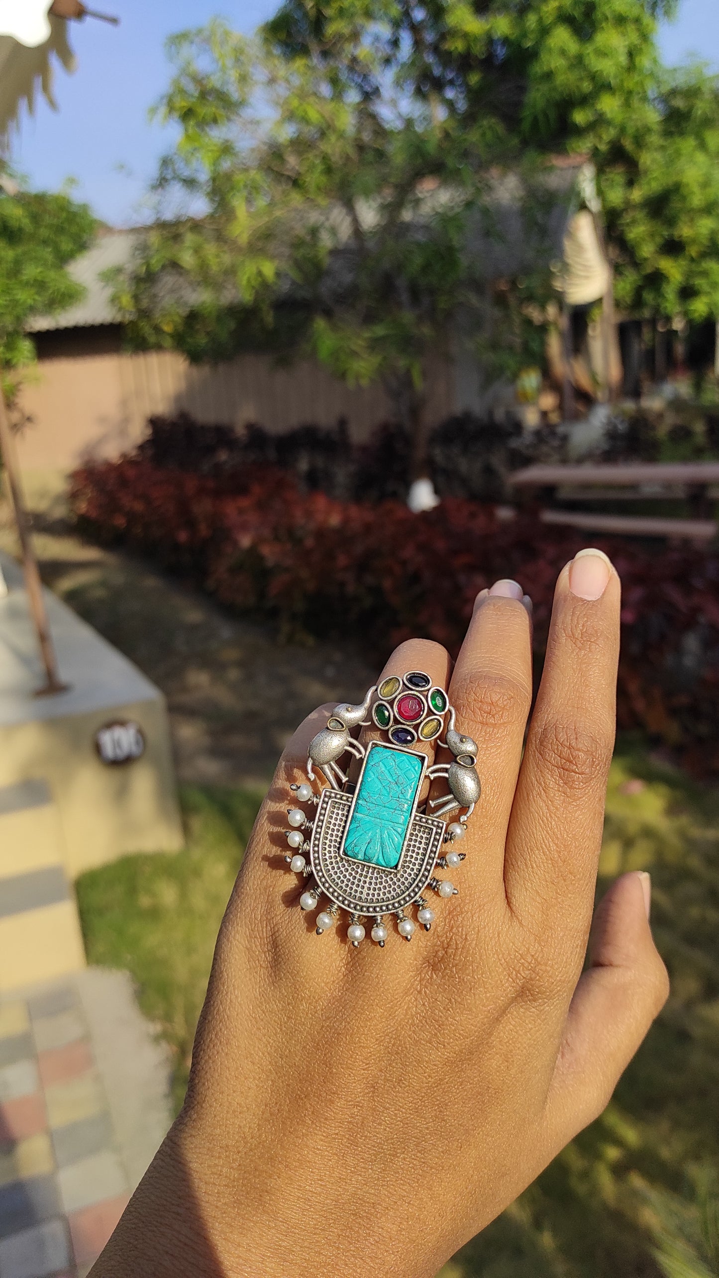 Turquoise gajah ring